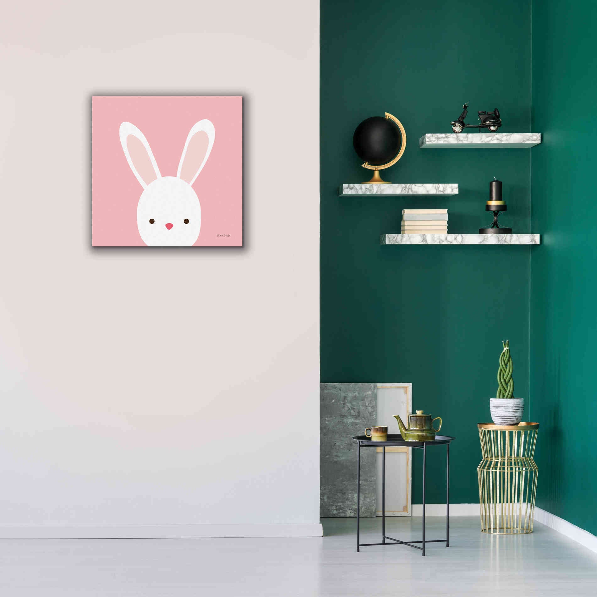 'Cuddly Bunny' by Ann Kelle Designs, Canvas Wall Art,26 x 26