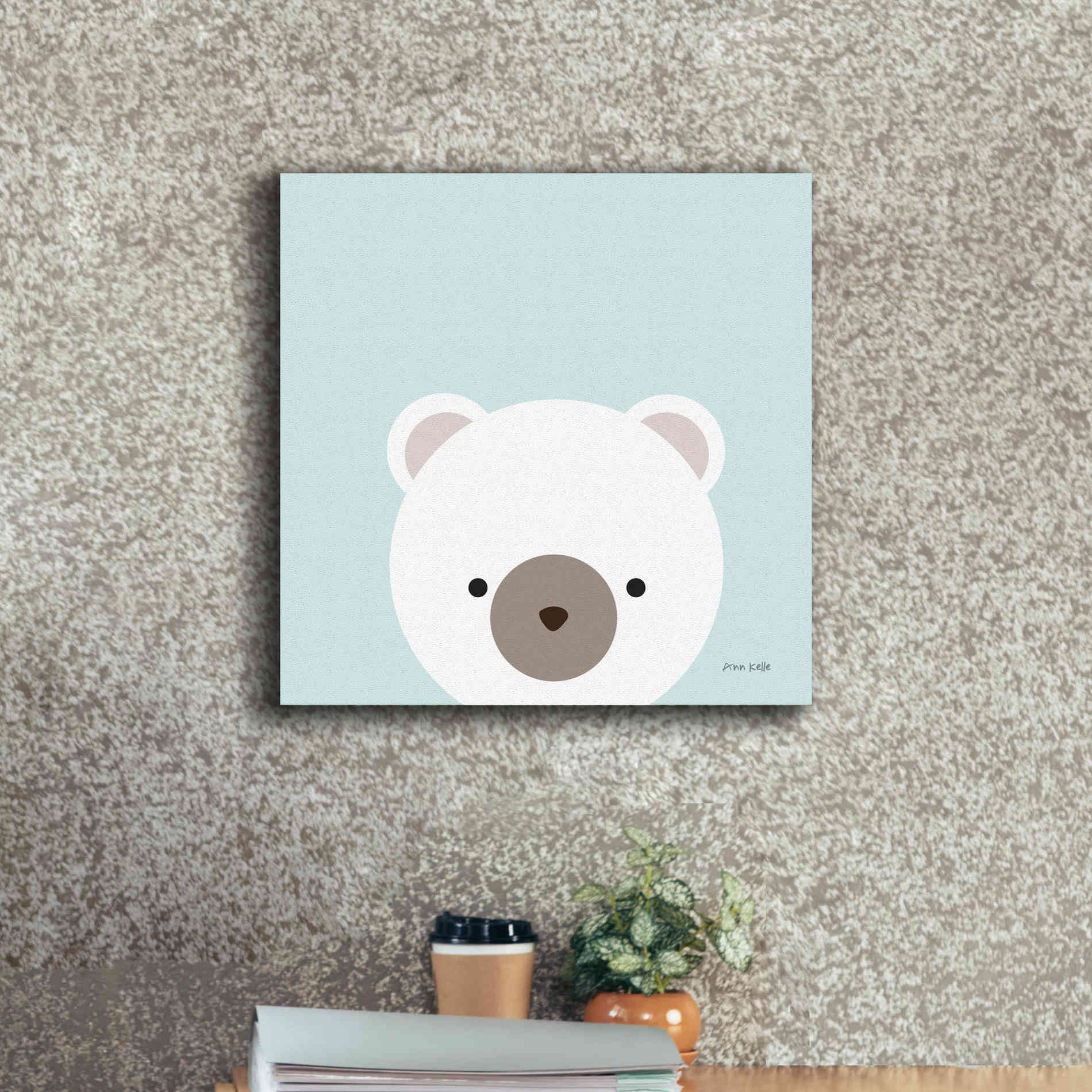 'Cuddly Bear' by Ann Kelle Designs, Canvas Wall Art,18 x 18