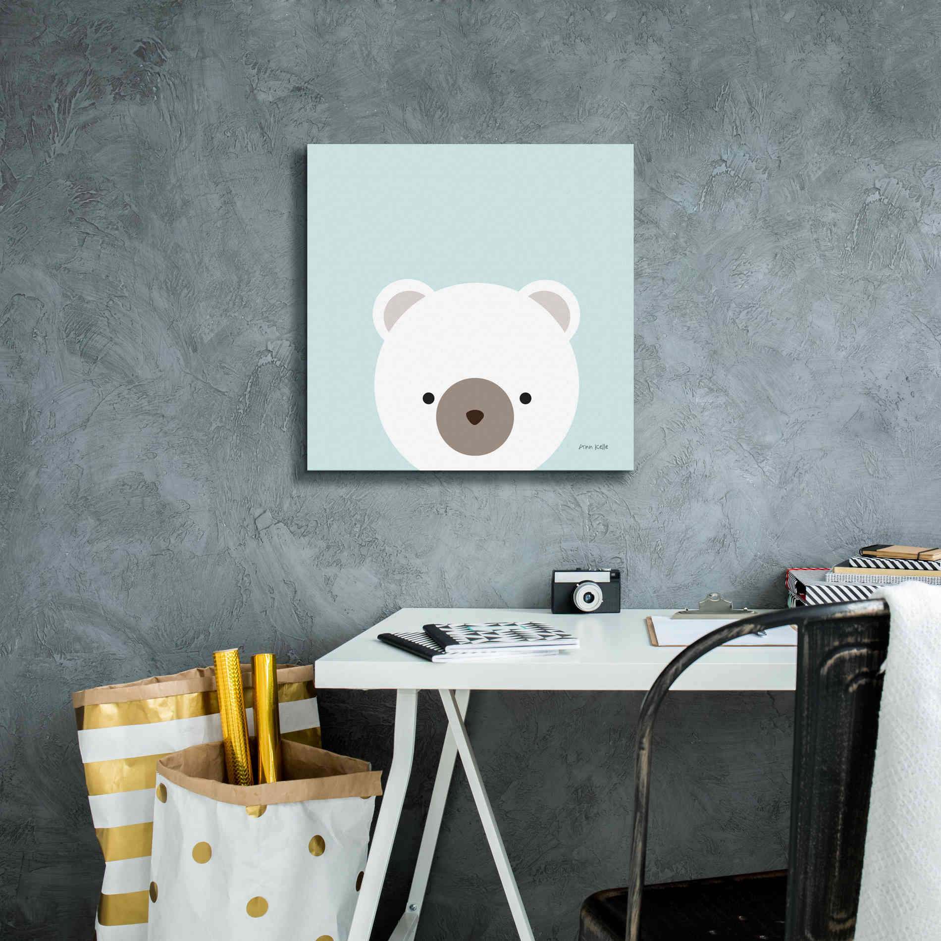 'Cuddly Bear' by Ann Kelle Designs, Canvas Wall Art,18 x 18