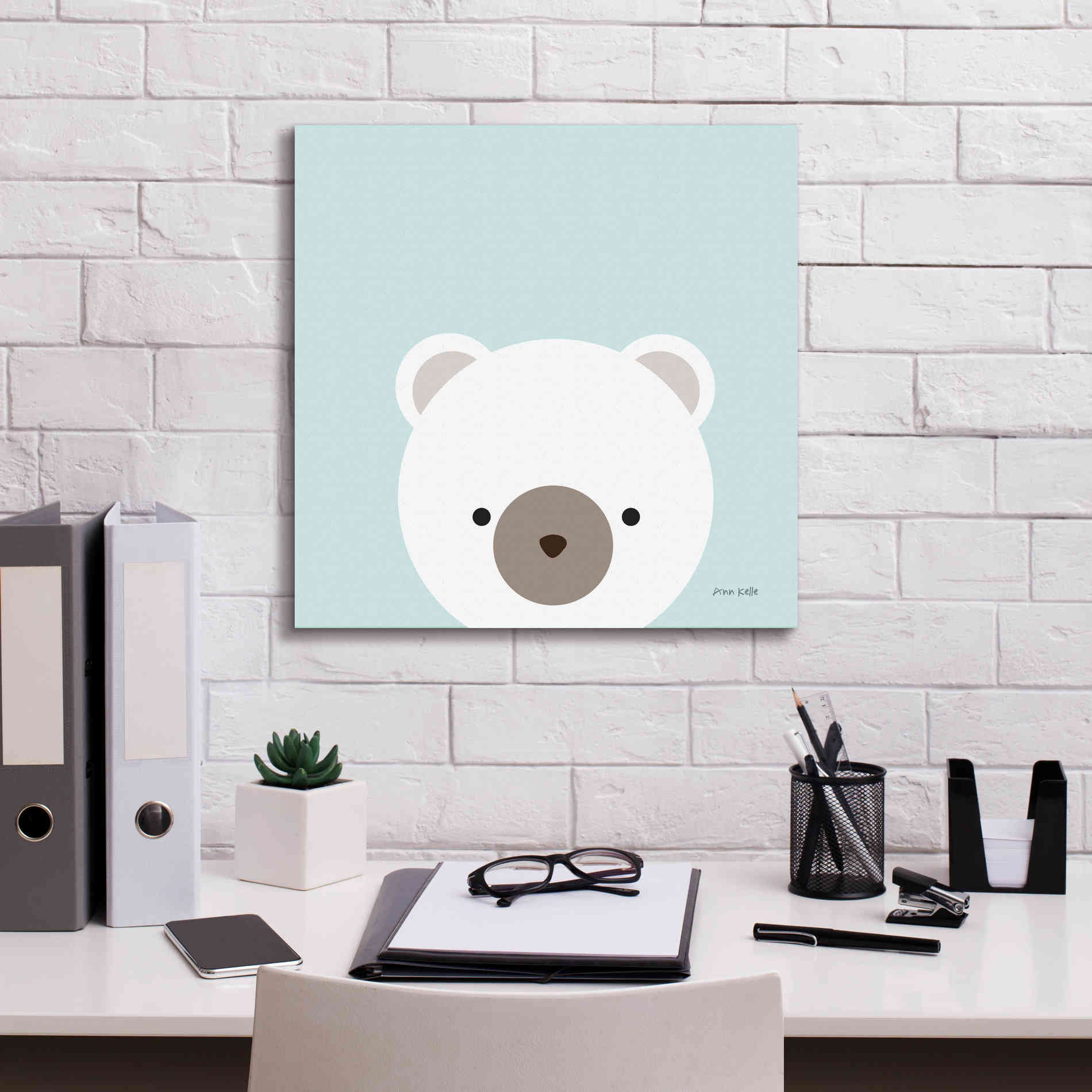 'Cuddly Bear' by Ann Kelle Designs, Canvas Wall Art,18 x 18