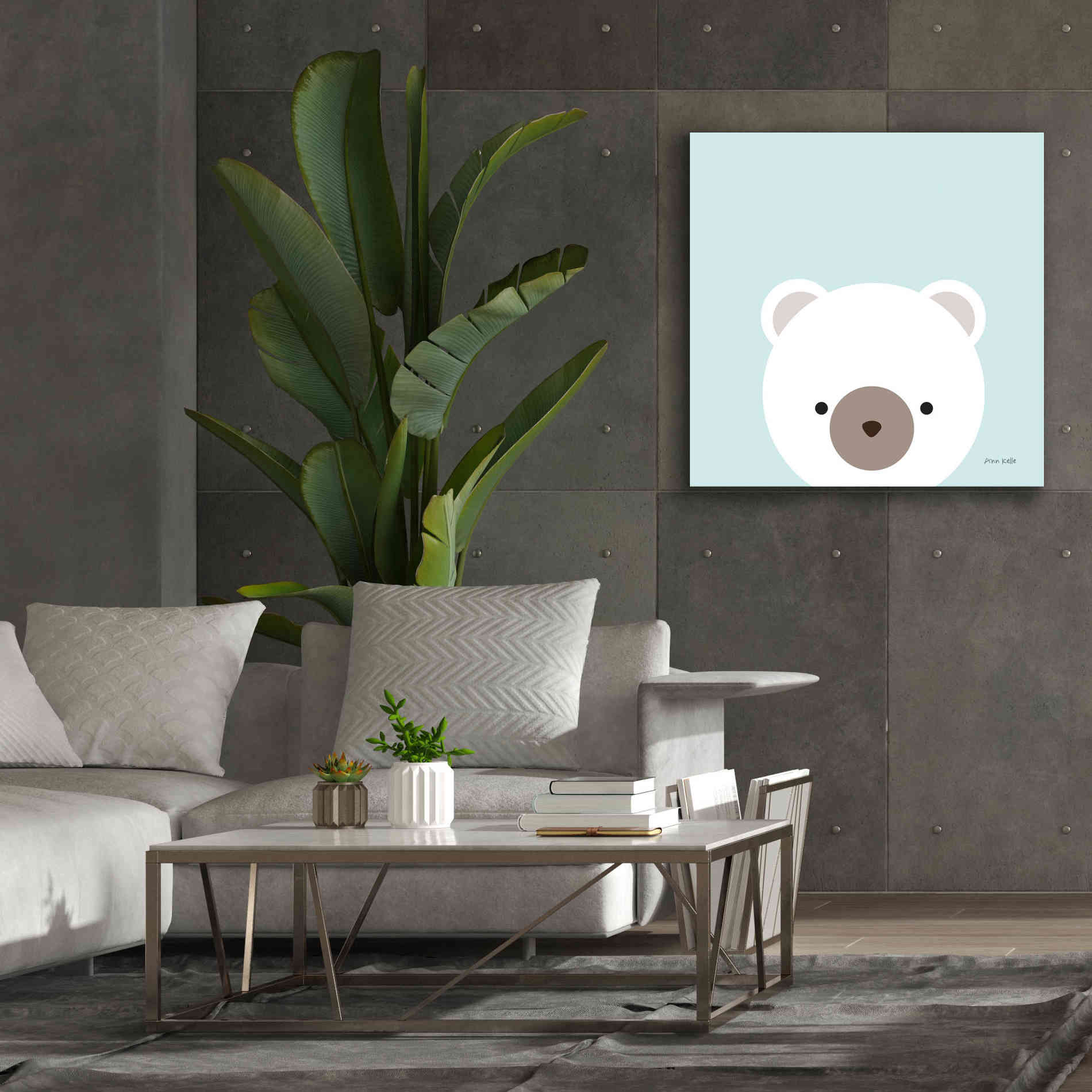 'Cuddly Bear' by Ann Kelle Designs, Canvas Wall Art,37 x 37
