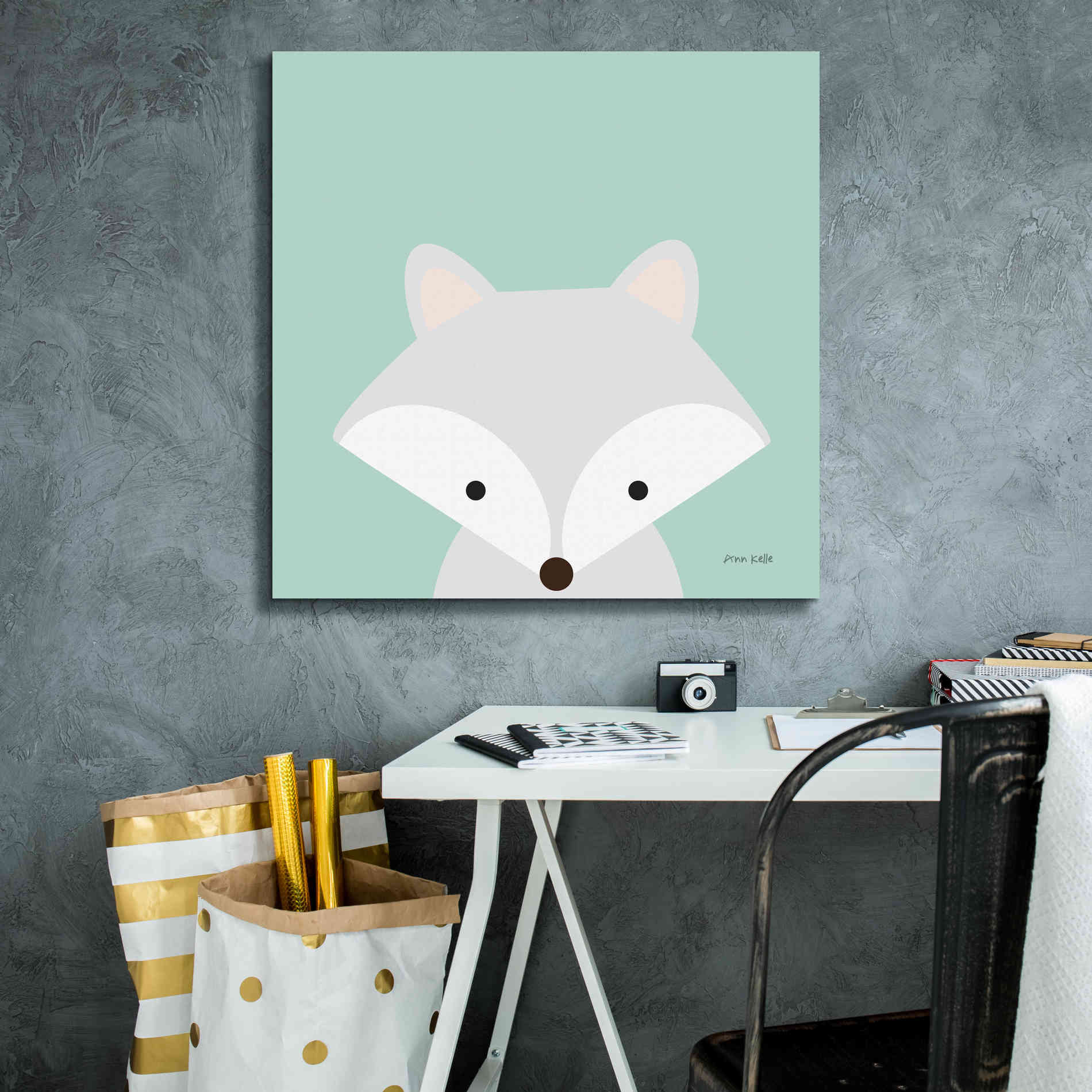 'Cuddly Fox' by Ann Kelle Designs, Canvas Wall Art,26 x 26