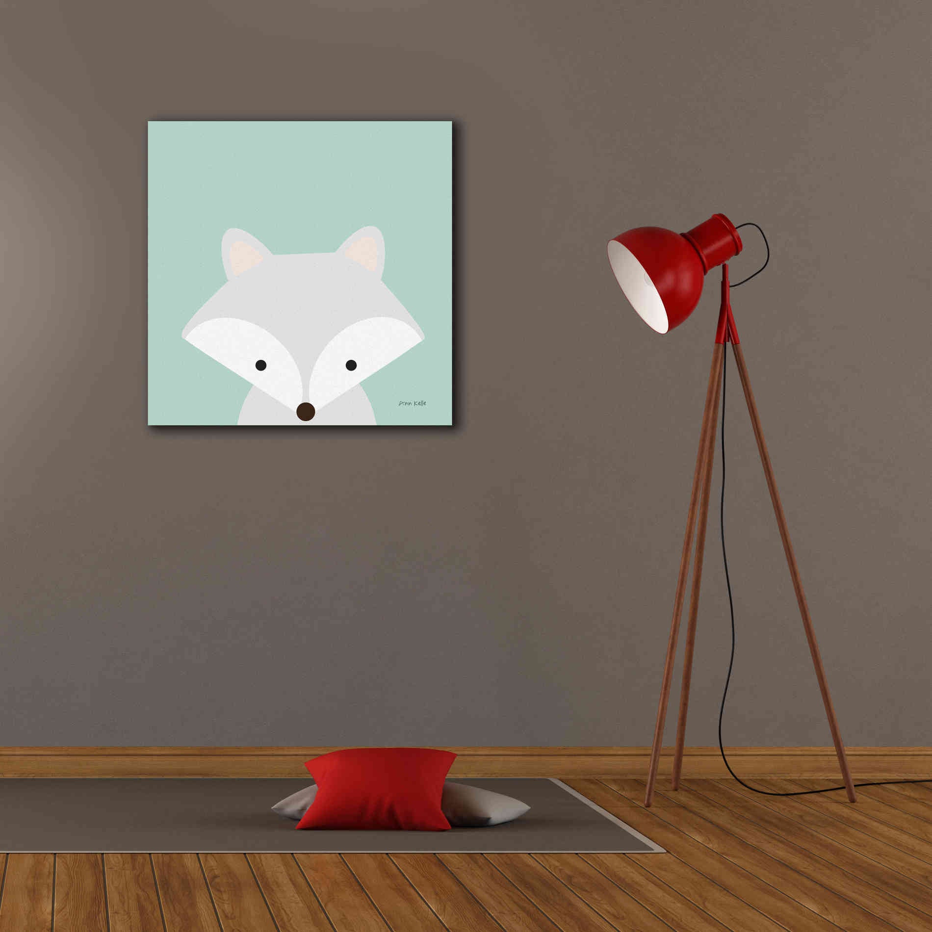 'Cuddly Fox' by Ann Kelle Designs, Canvas Wall Art,26 x 26