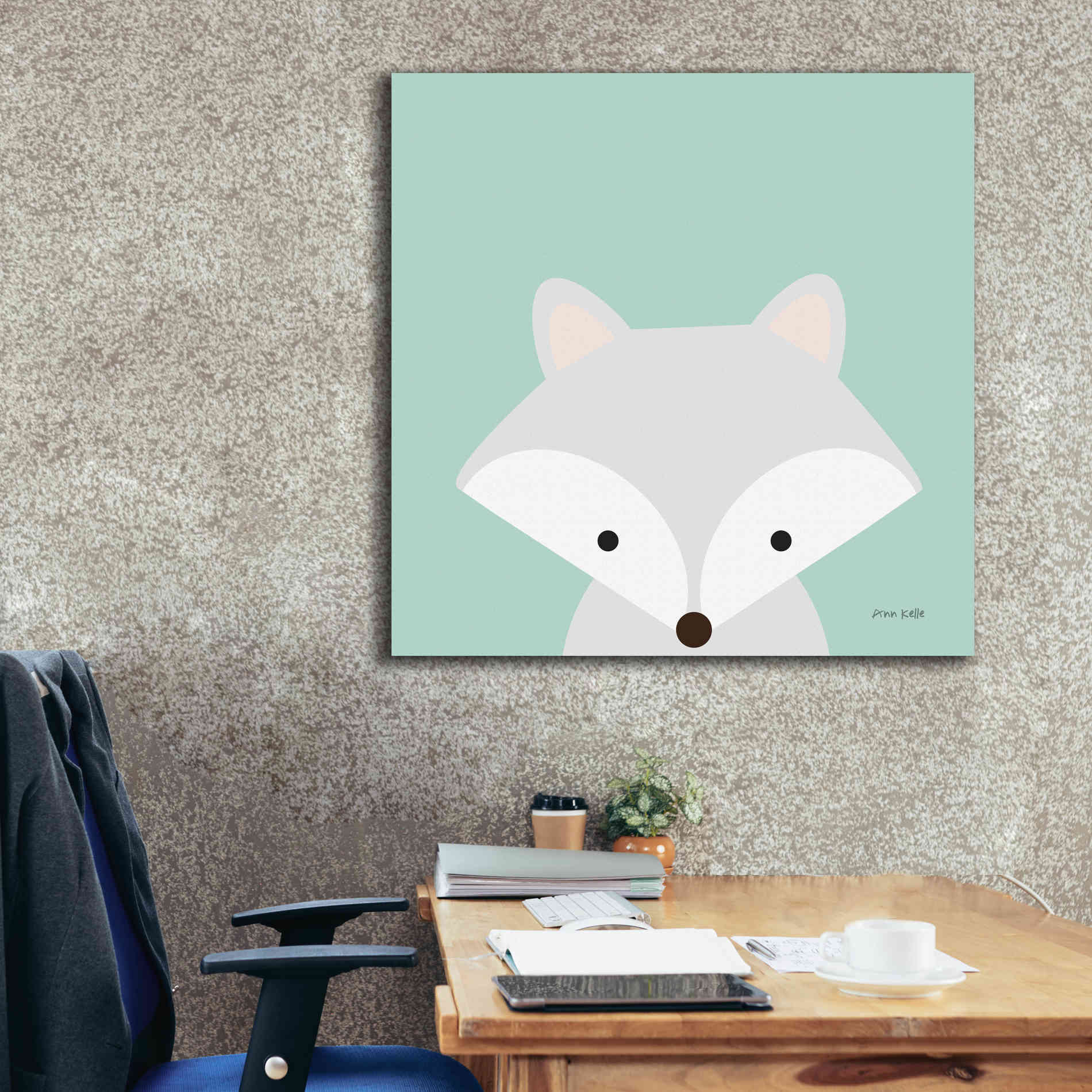'Cuddly Fox' by Ann Kelle Designs, Canvas Wall Art,37 x 37