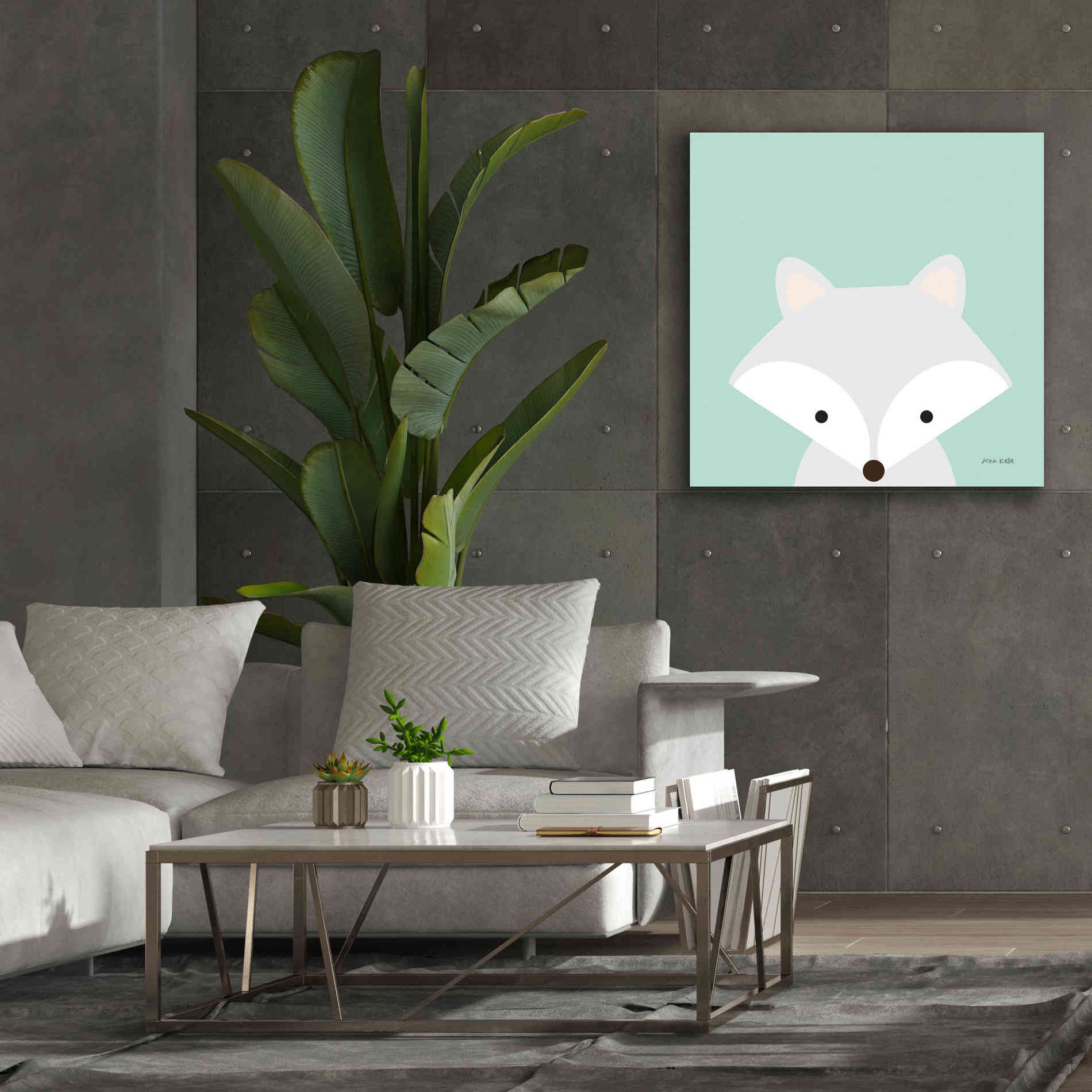 'Cuddly Fox' by Ann Kelle Designs, Canvas Wall Art,37 x 37