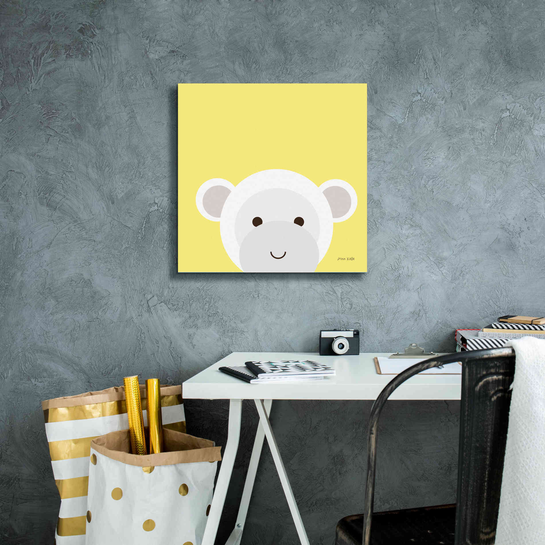 'Cuddly Monkey' by Ann Kelle Designs, Canvas Wall Art,18 x 18