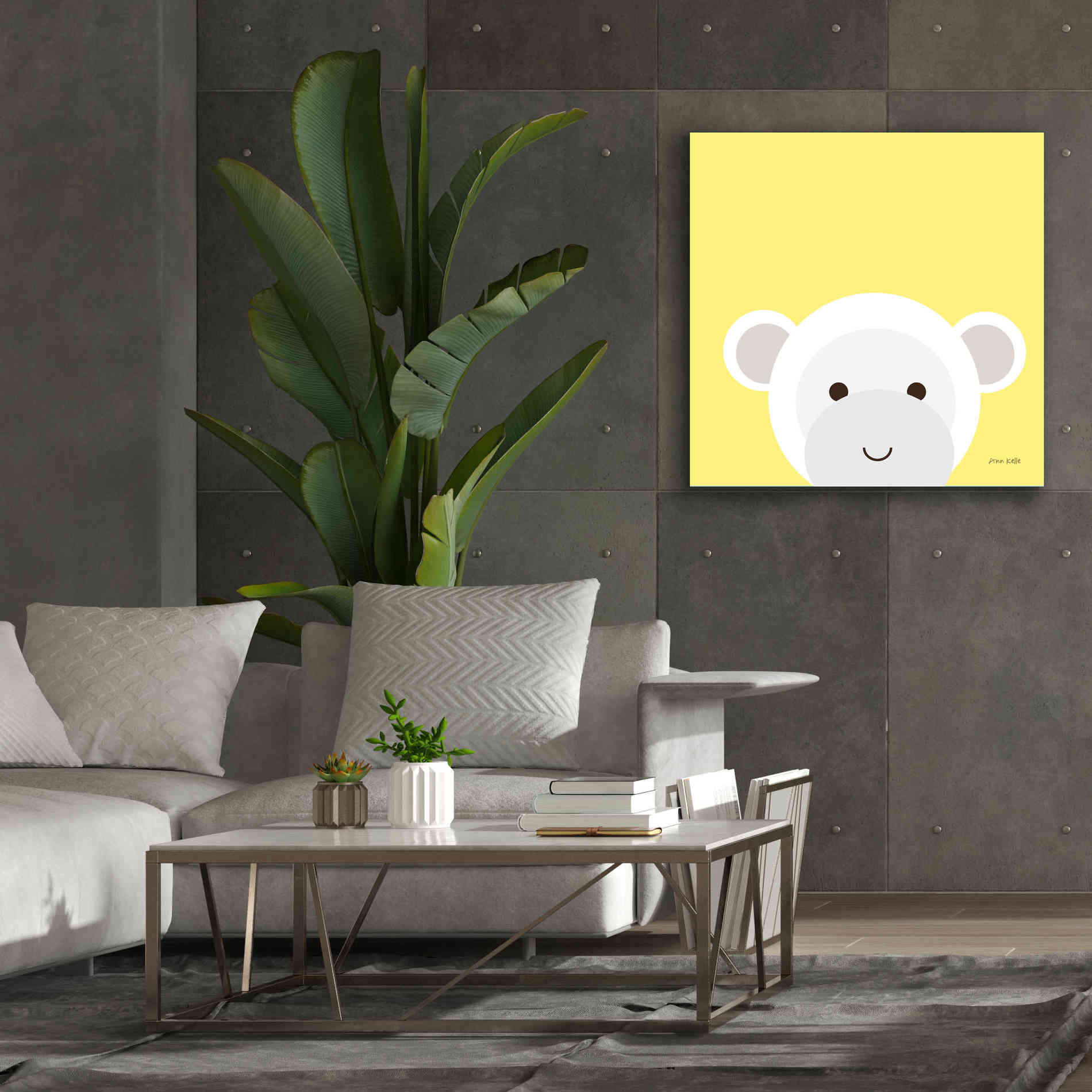 'Cuddly Monkey' by Ann Kelle Designs, Canvas Wall Art,37 x 37