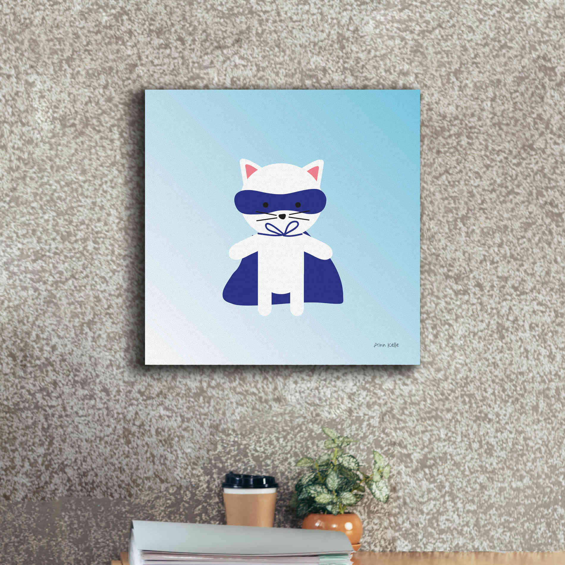 'Cat Super Hero' by Ann Kelle Designs, Canvas Wall Art,18 x 18