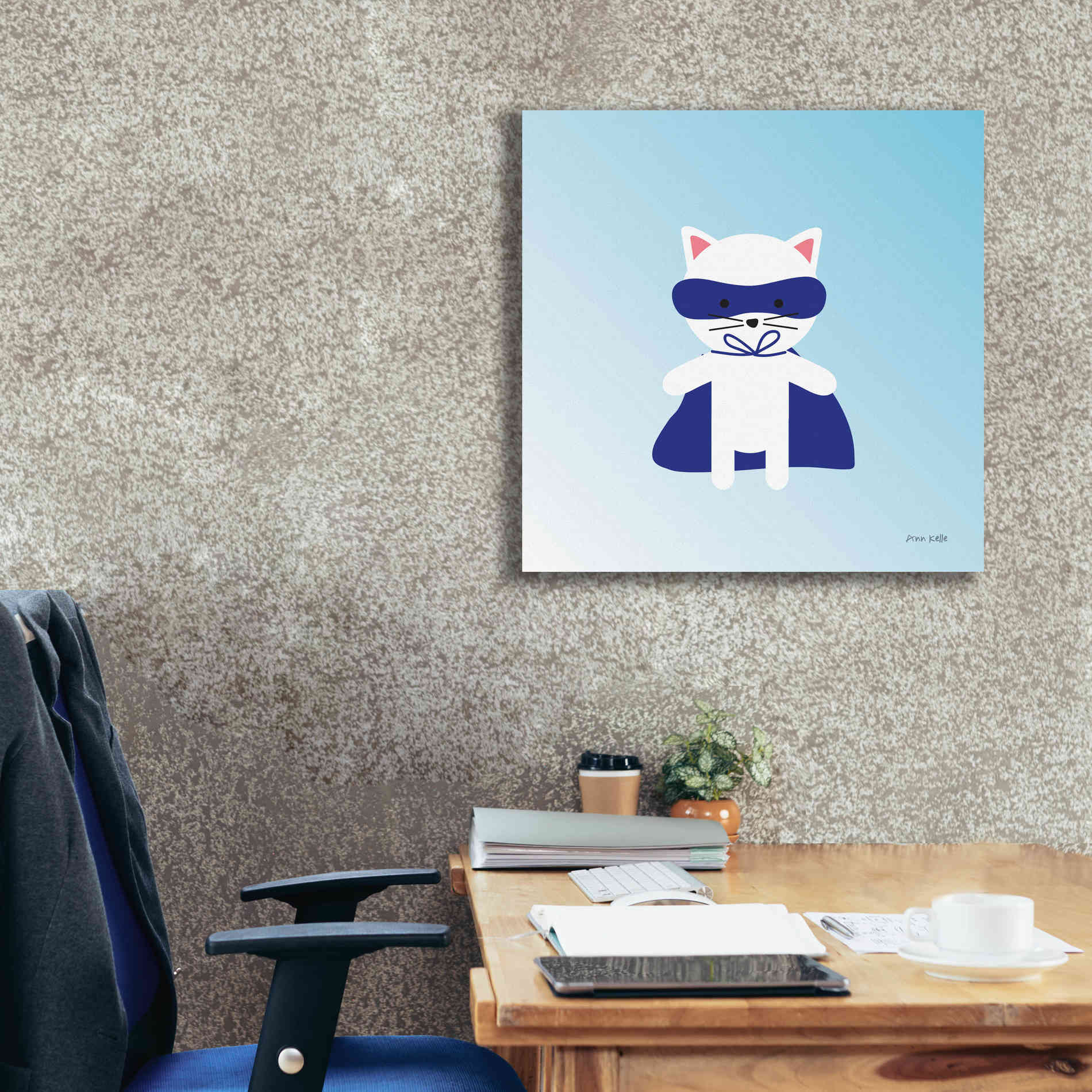 'Cat Super Hero' by Ann Kelle Designs, Canvas Wall Art,26 x 26