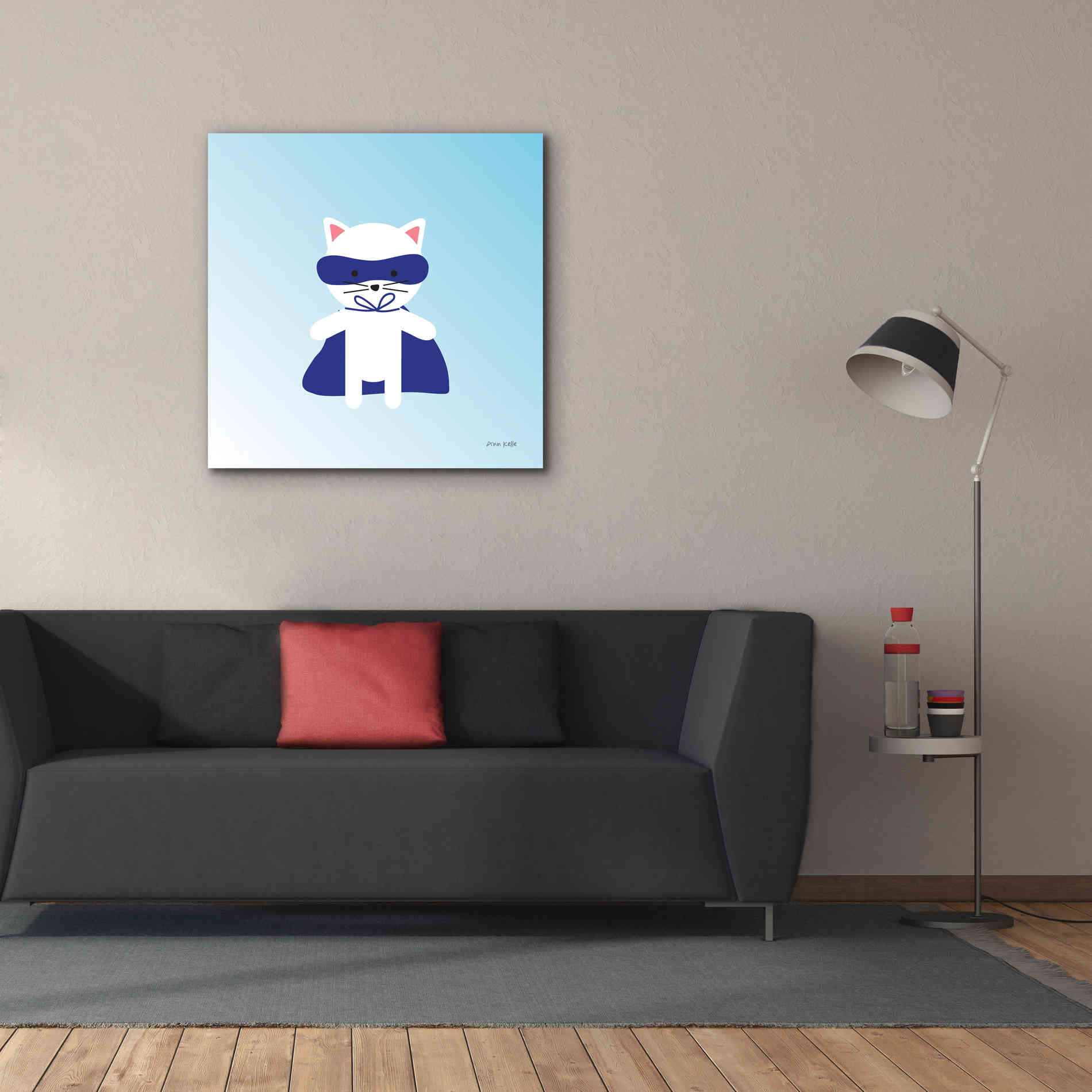 'Cat Super Hero' by Ann Kelle Designs, Canvas Wall Art,37 x 37