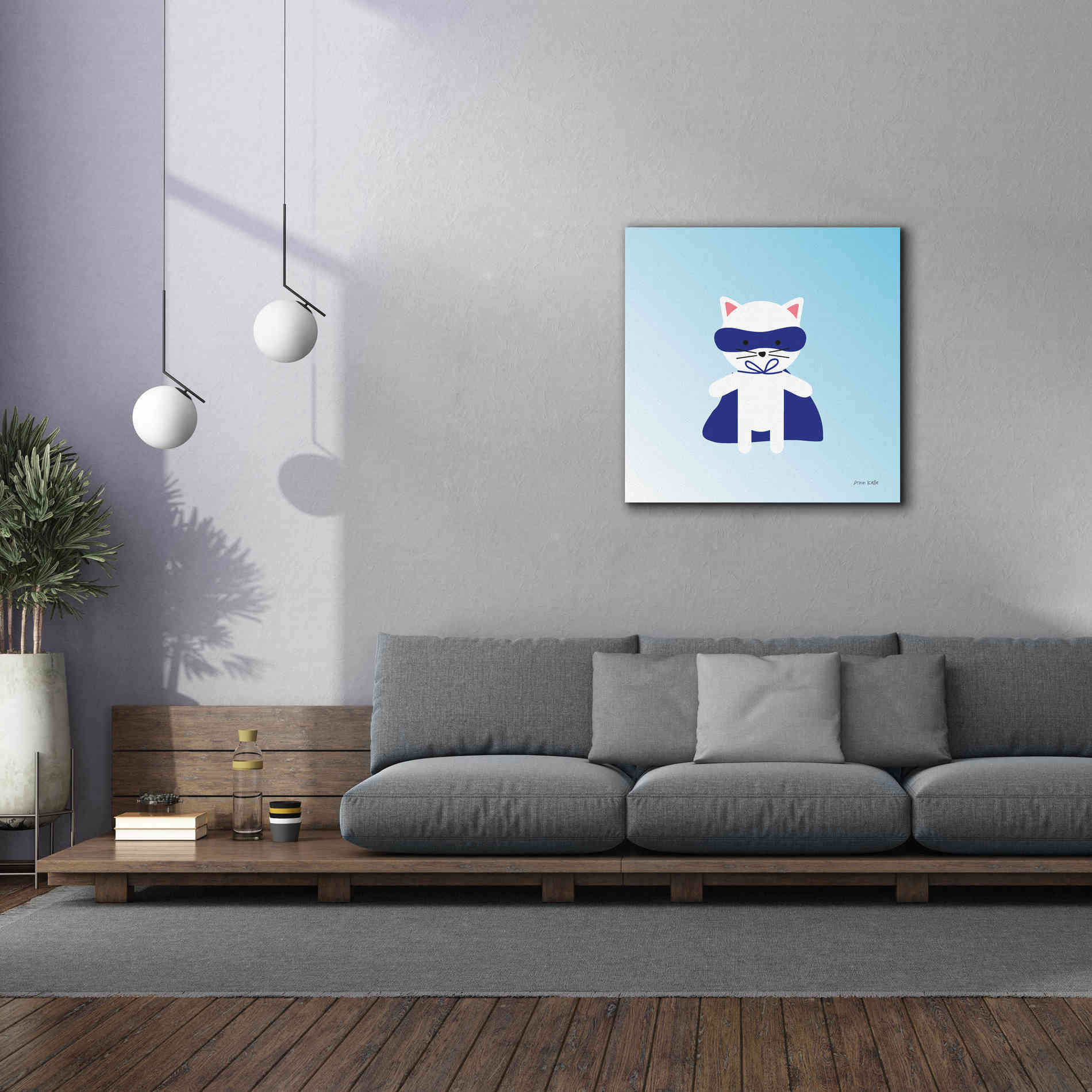 'Cat Super Hero' by Ann Kelle Designs, Canvas Wall Art,37 x 37