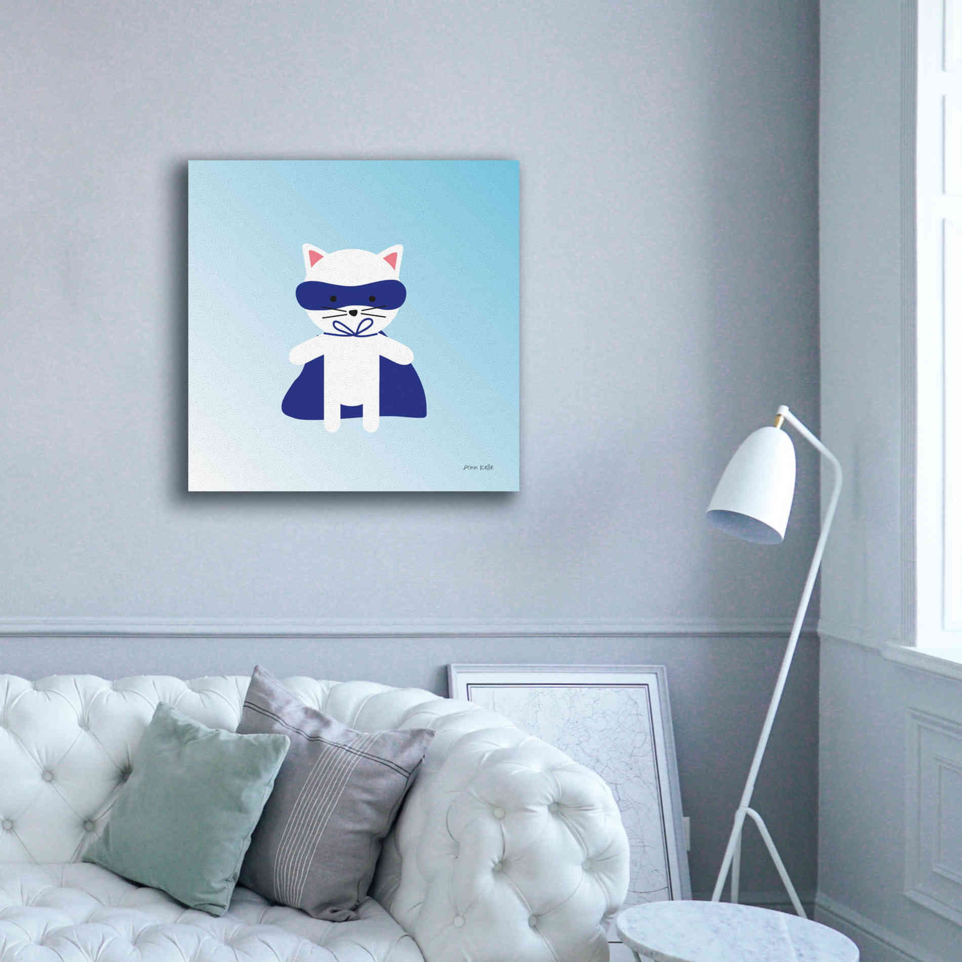 'Cat Super Hero' by Ann Kelle Designs, Canvas Wall Art,37 x 37