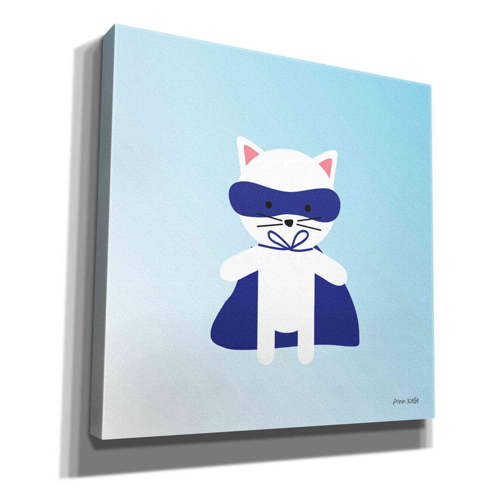 'Cat Super Hero' by Ann Kelle Designs, Canvas Wall Art,12x12x1.1x0,18x18x1.1x0,26x26x1.74x0,37x37x1.74x0