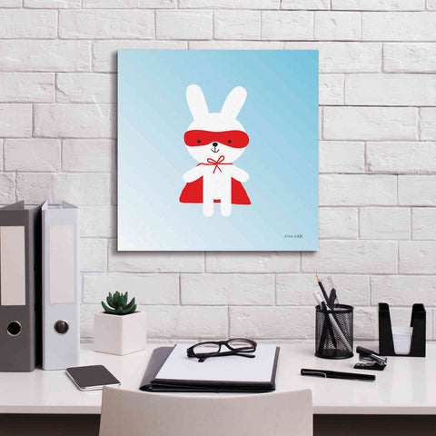 Image of 'Rabbit Super Hero' by Ann Kelle Designs, Canvas Wall Art,18 x 18