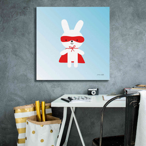 Image of 'Rabbit Super Hero' by Ann Kelle Designs, Canvas Wall Art,26 x 26