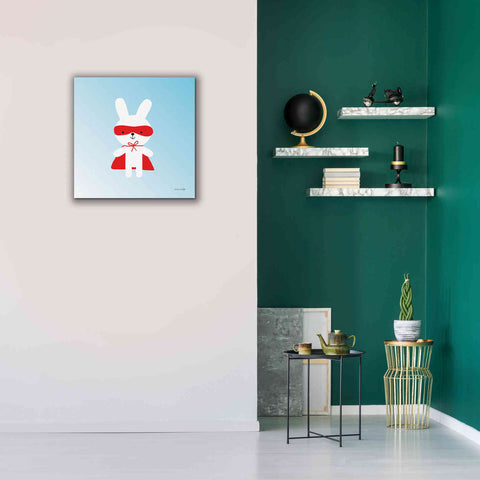 Image of 'Rabbit Super Hero' by Ann Kelle Designs, Canvas Wall Art,26 x 26