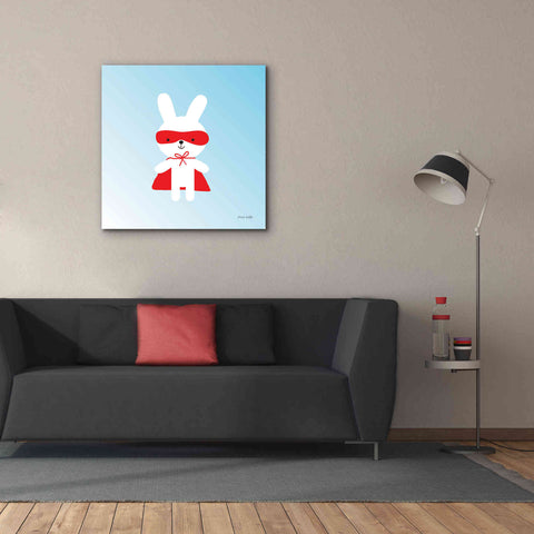 Image of 'Rabbit Super Hero' by Ann Kelle Designs, Canvas Wall Art,37 x 37