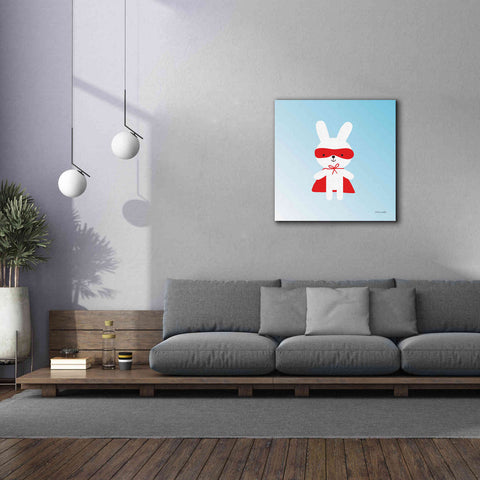 Image of 'Rabbit Super Hero' by Ann Kelle Designs, Canvas Wall Art,37 x 37