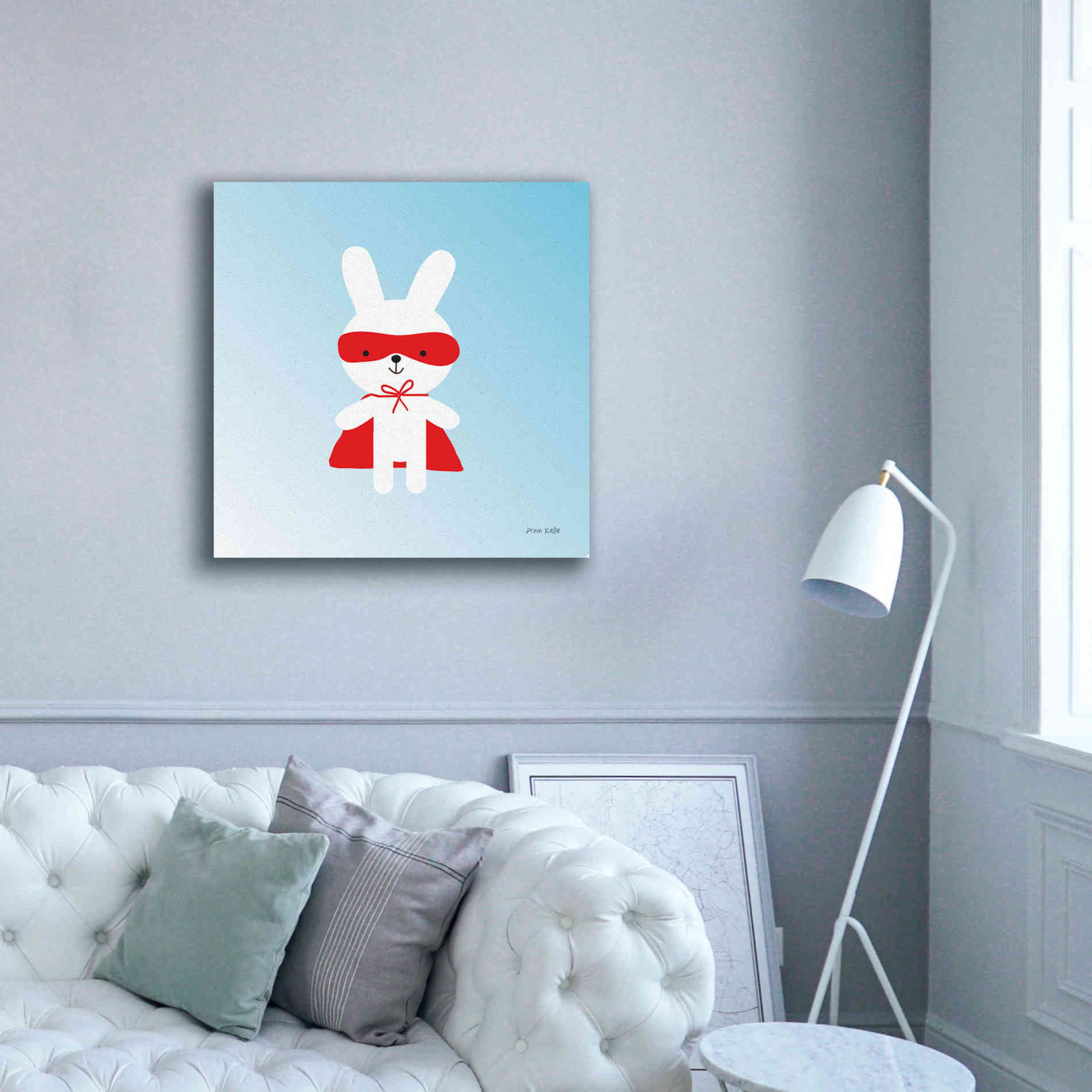 'Rabbit Super Hero' by Ann Kelle Designs, Canvas Wall Art,37 x 37
