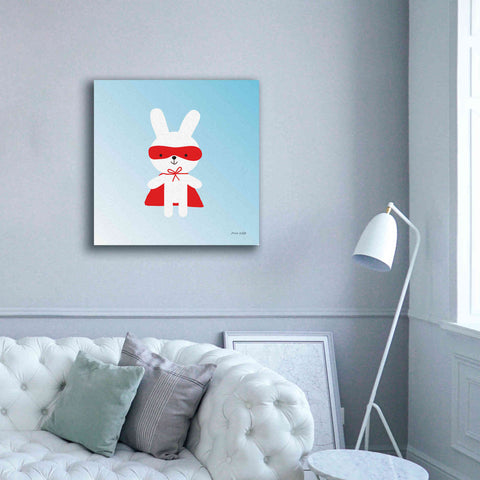 Image of 'Rabbit Super Hero' by Ann Kelle Designs, Canvas Wall Art,37 x 37