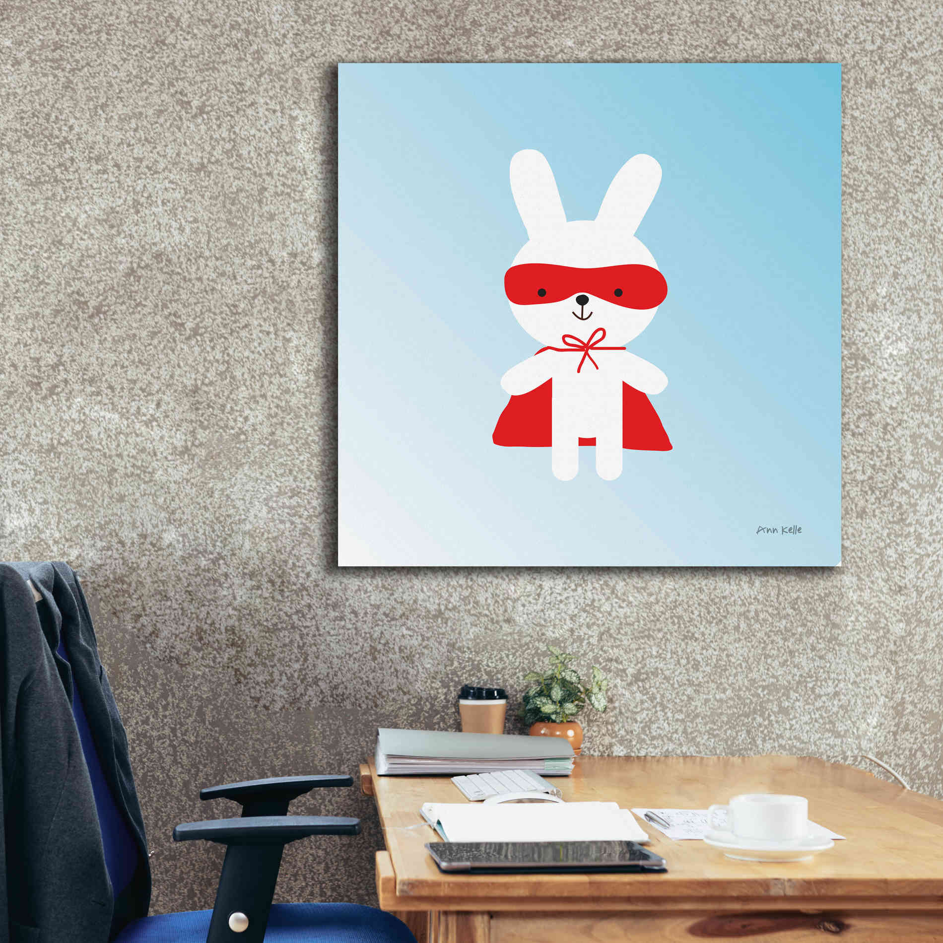 'Rabbit Super Hero' by Ann Kelle Designs, Canvas Wall Art,37 x 37