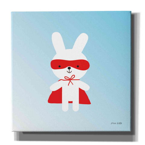 Image of 'Rabbit Super Hero' by Ann Kelle Designs, Canvas Wall Art,12x12x1.1x0,18x18x1.1x0,26x26x1.74x0,37x37x1.74x0
