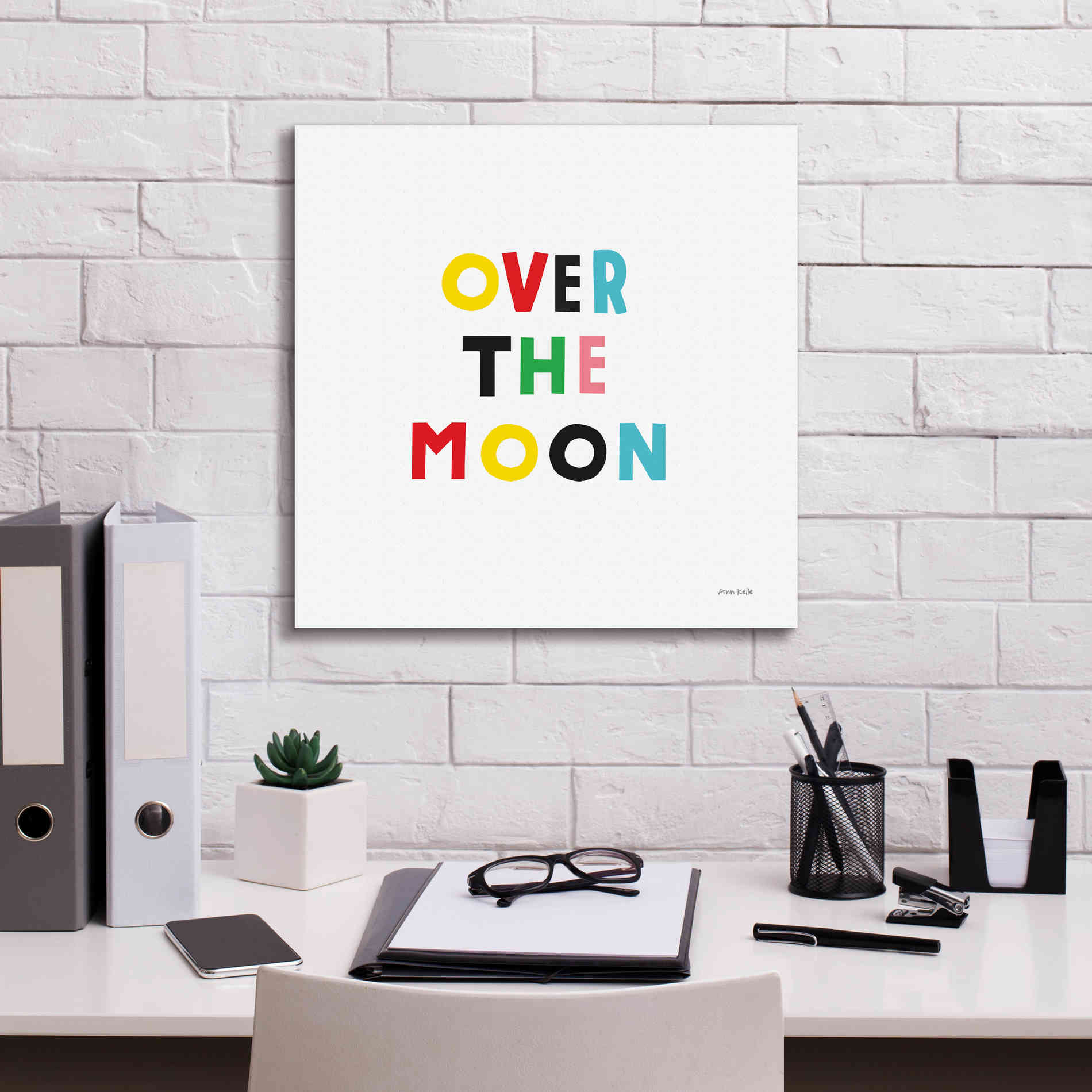 'Over the Moon' by Ann Kelle Designs, Canvas Wall Art,18 x 18