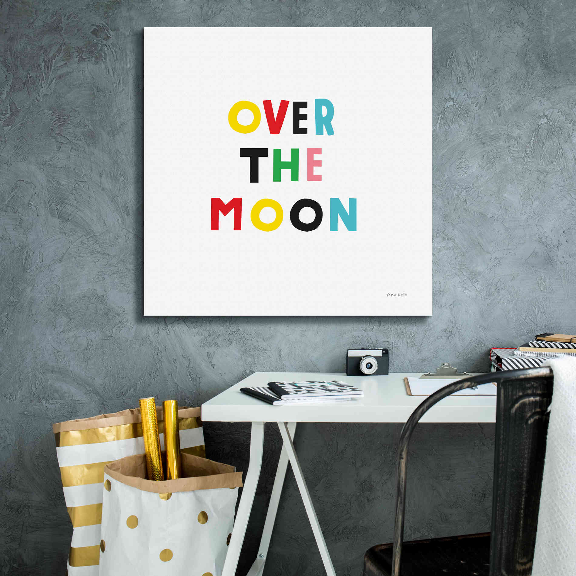 'Over the Moon' by Ann Kelle Designs, Canvas Wall Art,26 x 26