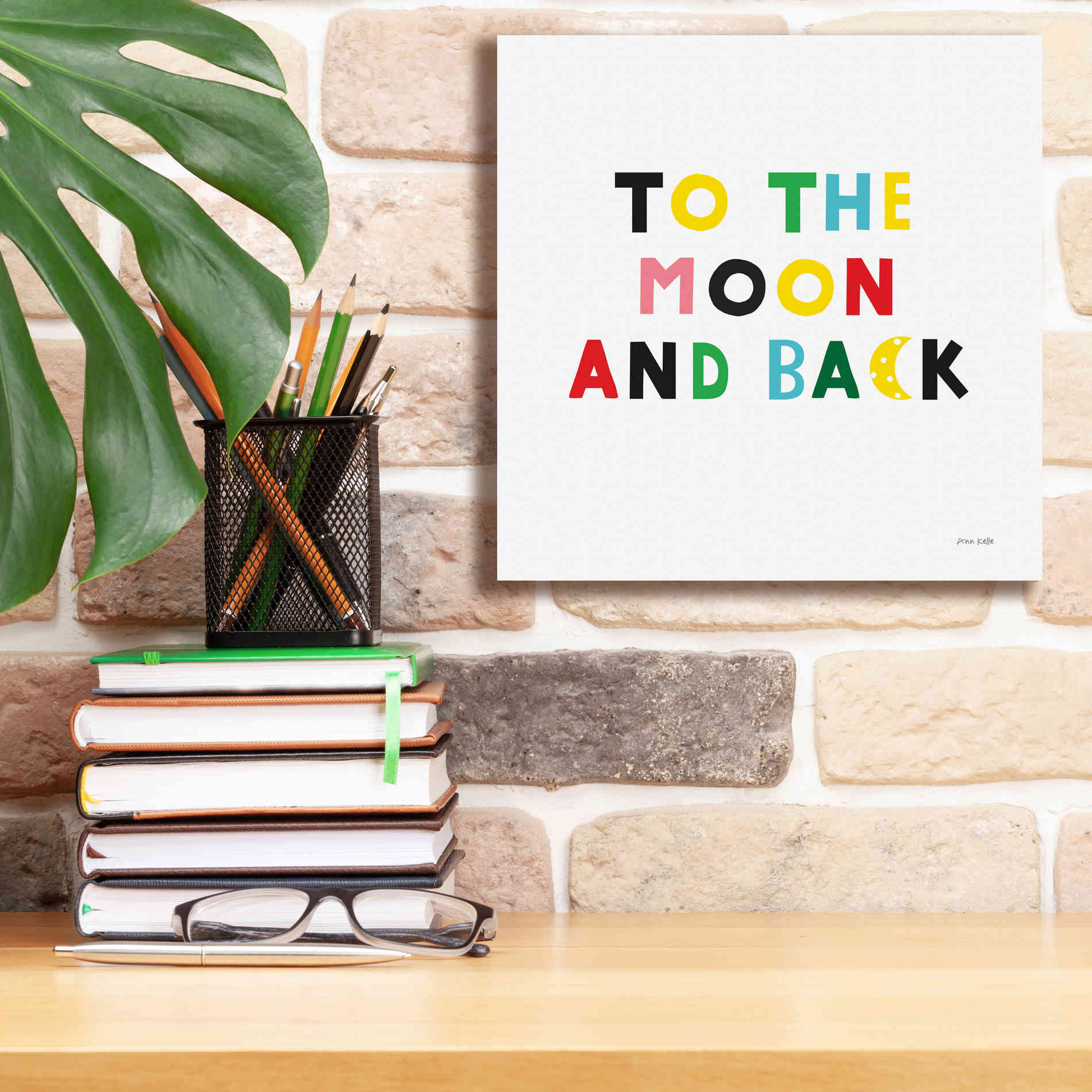 'To the Moon and Back' by Ann Kelle Designs, Canvas Wall Art,12 x 12