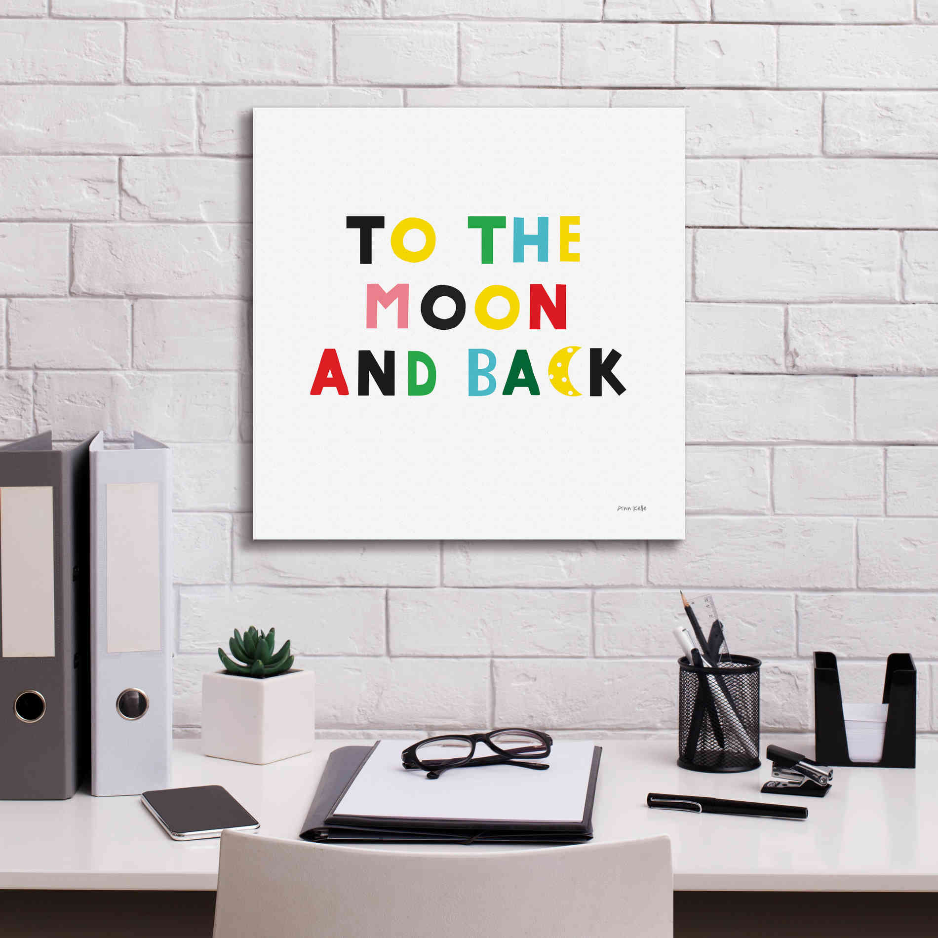 'To the Moon and Back' by Ann Kelle Designs, Canvas Wall Art,18 x 18