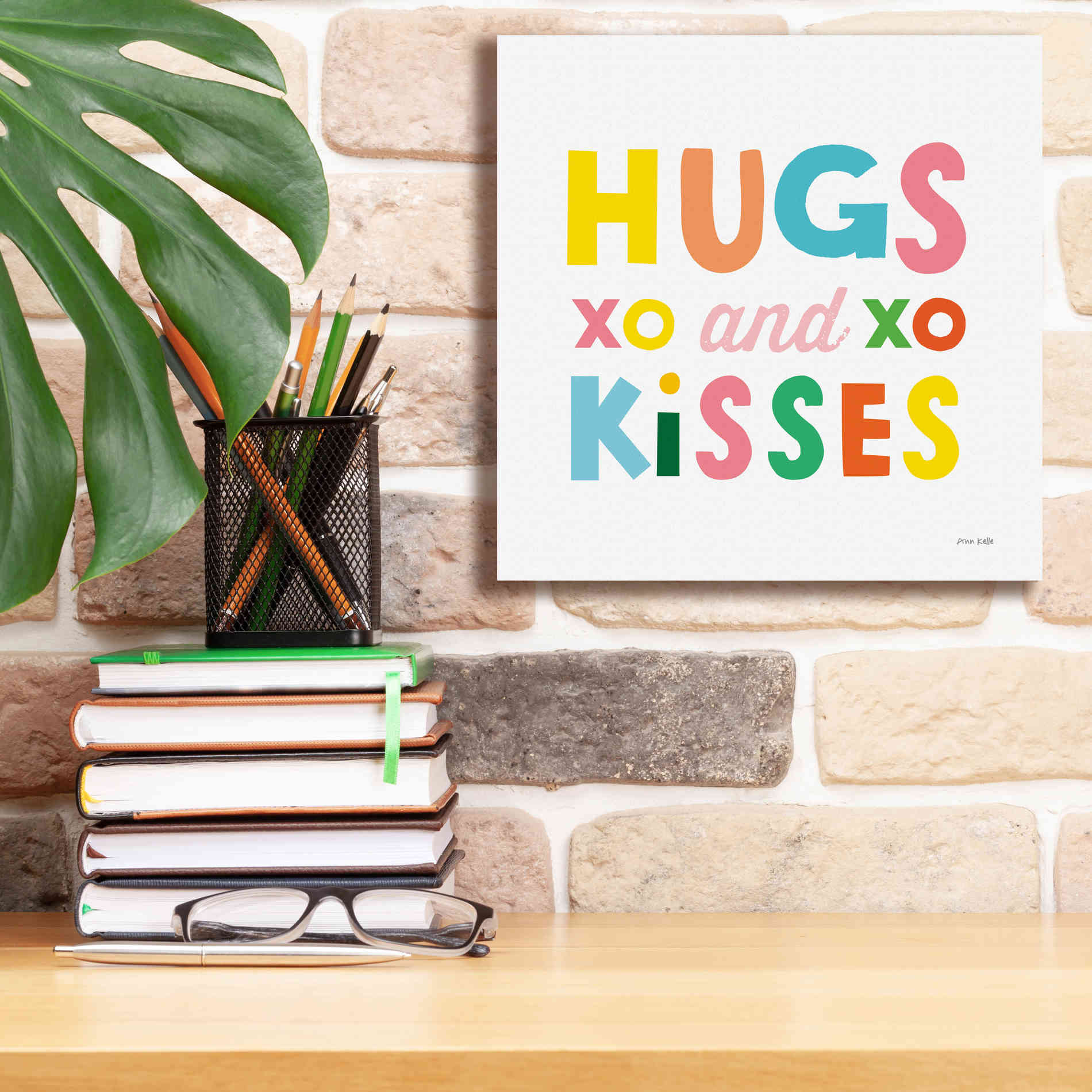 'Hugs and Kisses' by Ann Kelle Designs, Canvas Wall Art,12 x 12