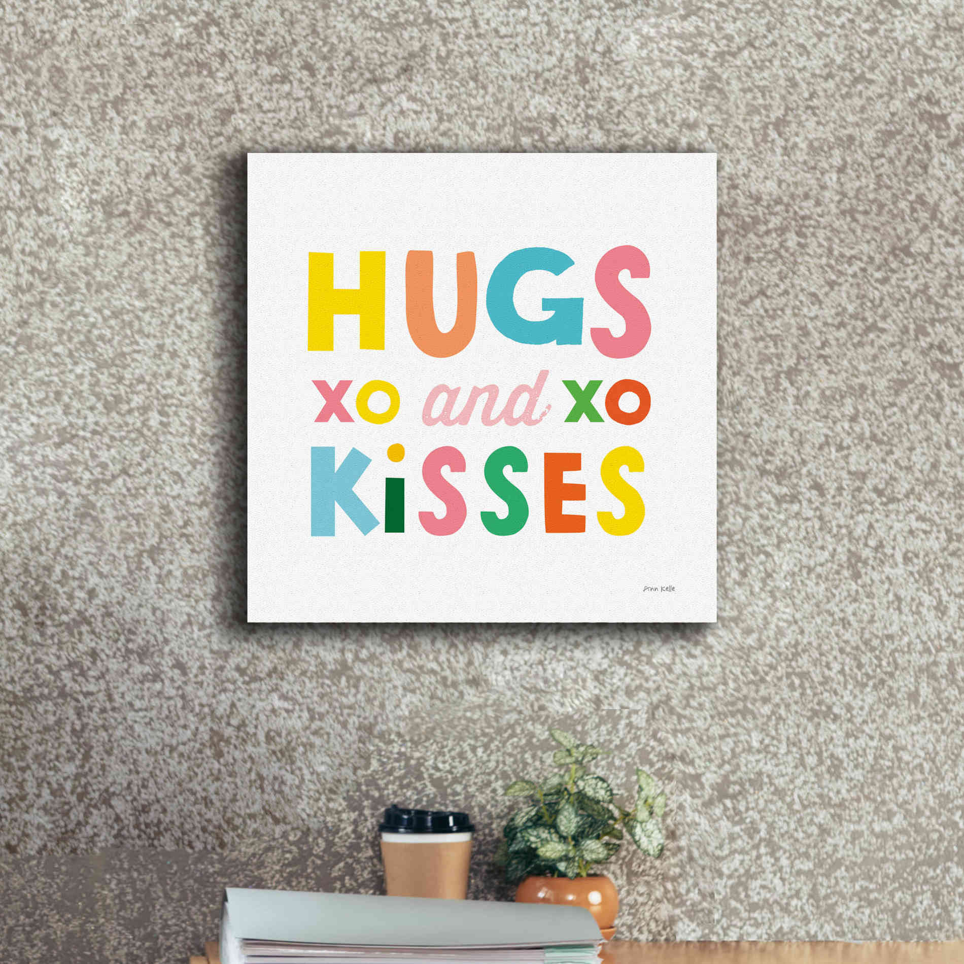 'Hugs and Kisses' by Ann Kelle Designs, Canvas Wall Art,18 x 18