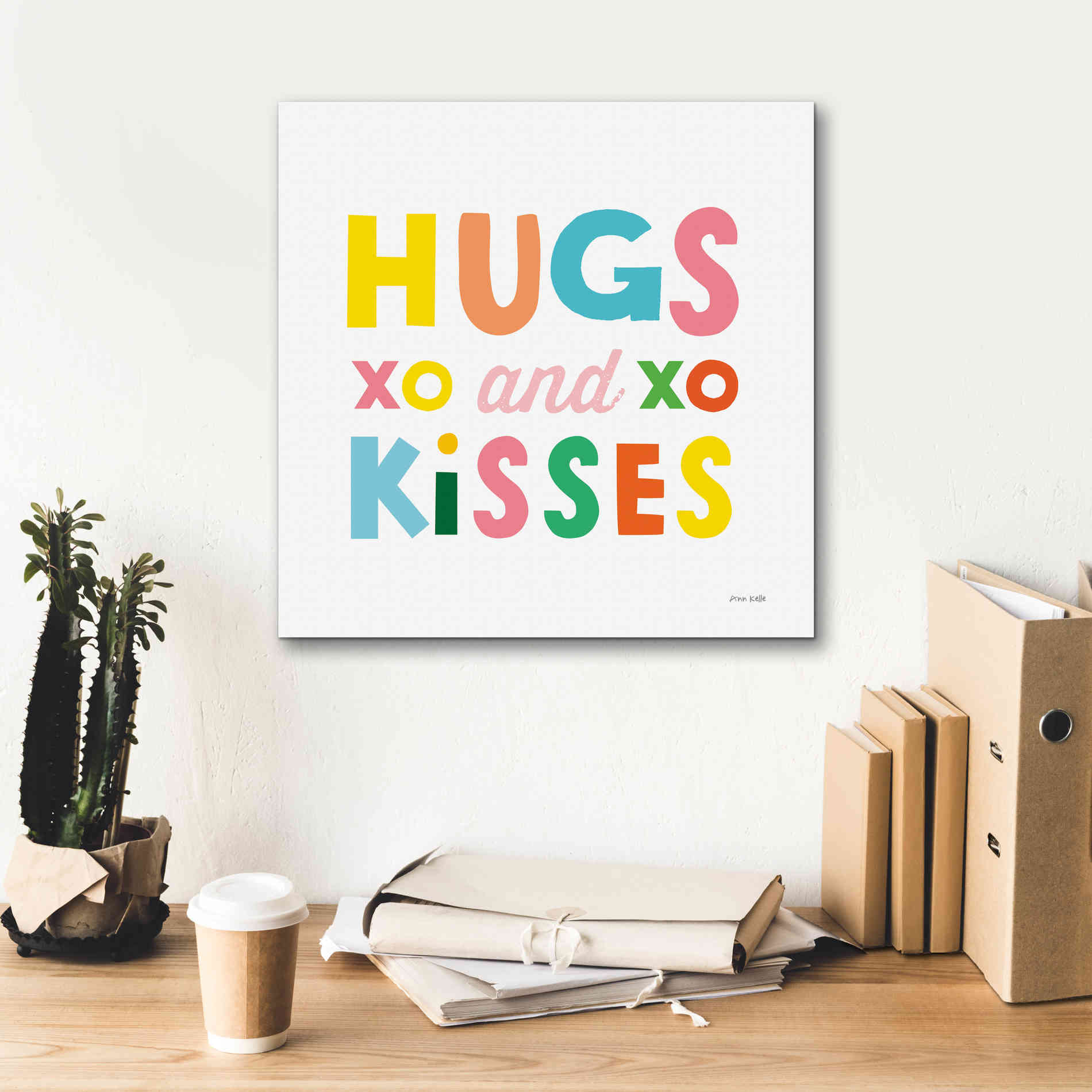'Hugs and Kisses' by Ann Kelle Designs, Canvas Wall Art,18 x 18