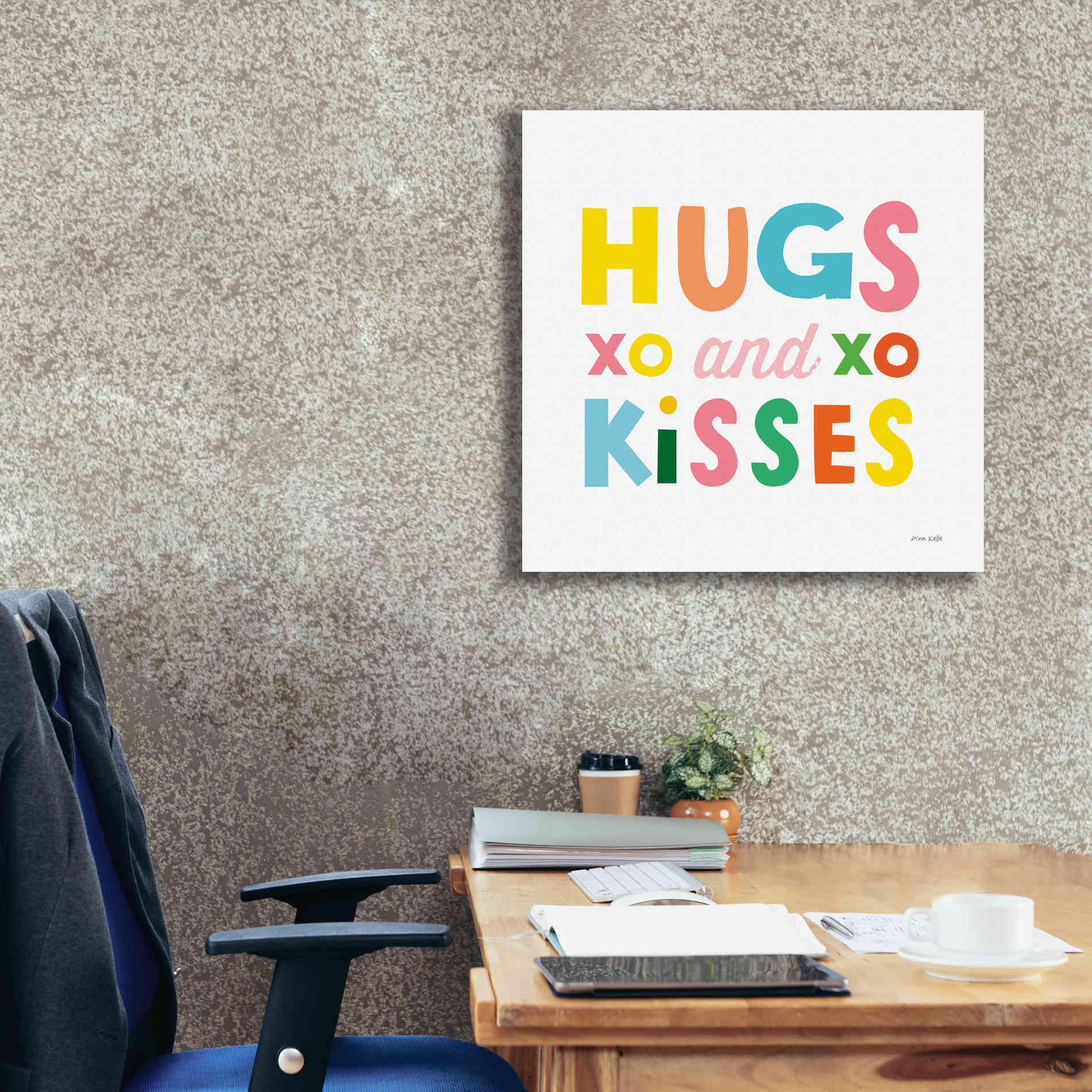 'Hugs and Kisses' by Ann Kelle Designs, Canvas Wall Art,26 x 26