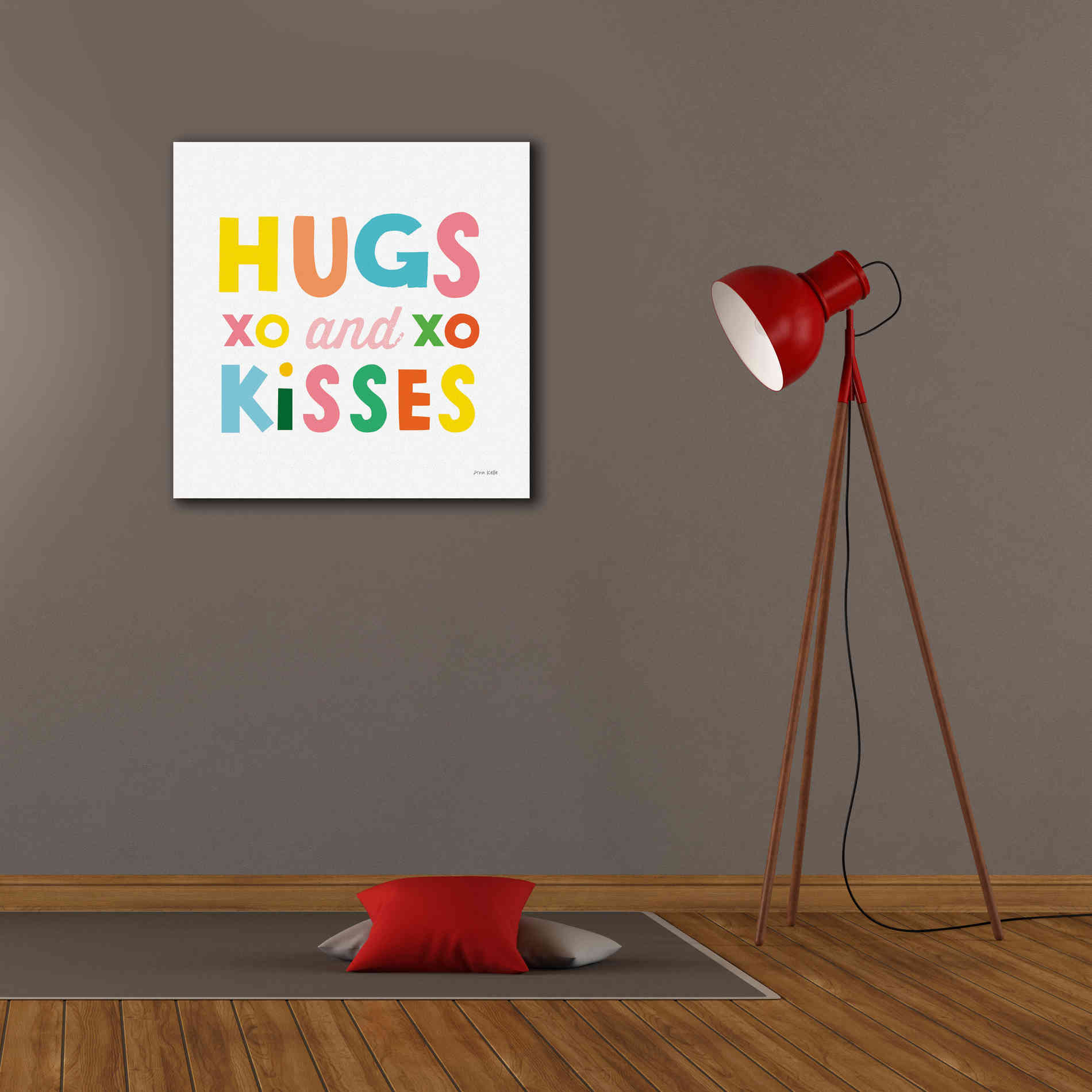 'Hugs and Kisses' by Ann Kelle Designs, Canvas Wall Art,26 x 26