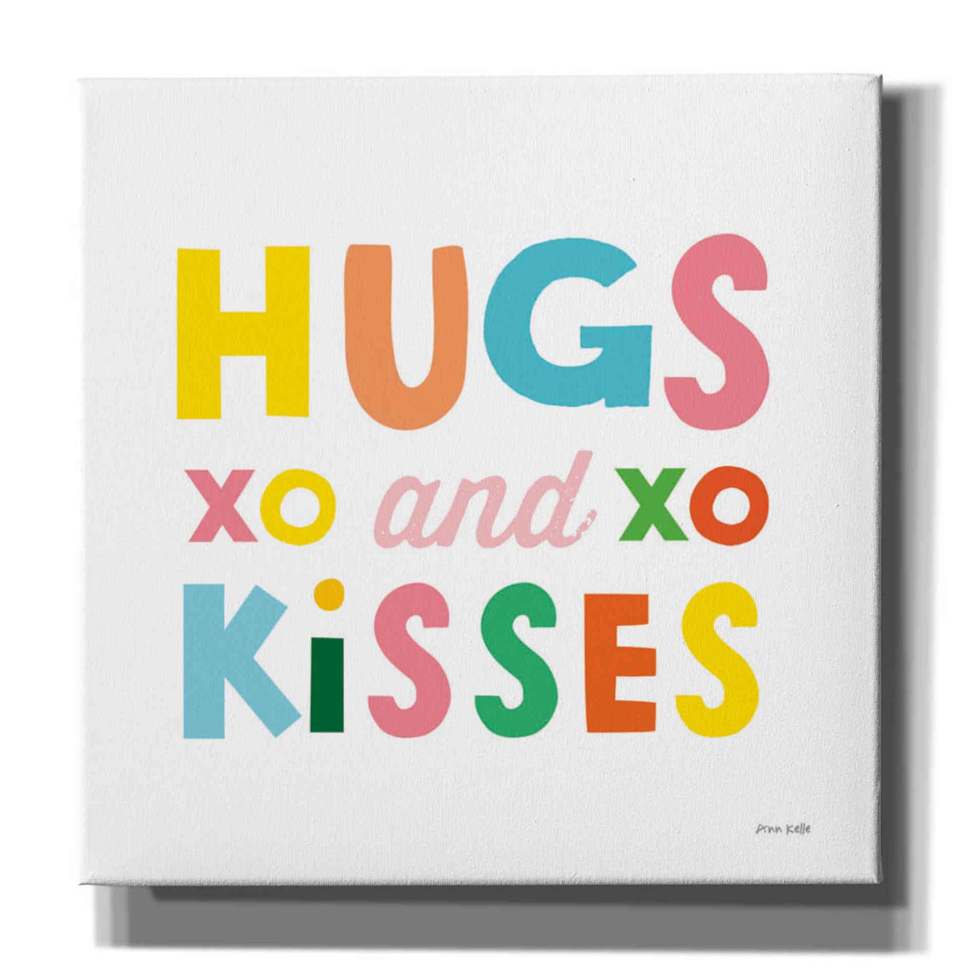 'Hugs and Kisses' by Ann Kelle Designs, Canvas Wall Art,12x12x1.1x0,18x18x1.1x0,26x26x1.74x0,37x37x1.74x0