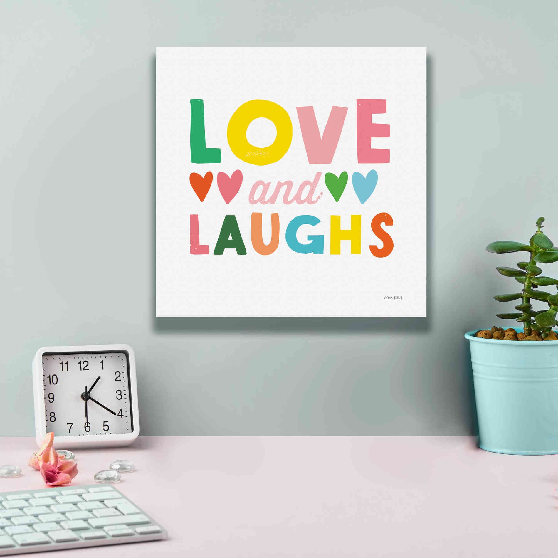 'Love and Laughs' by Ann Kelle Designs, Canvas Wall Art,12 x 12