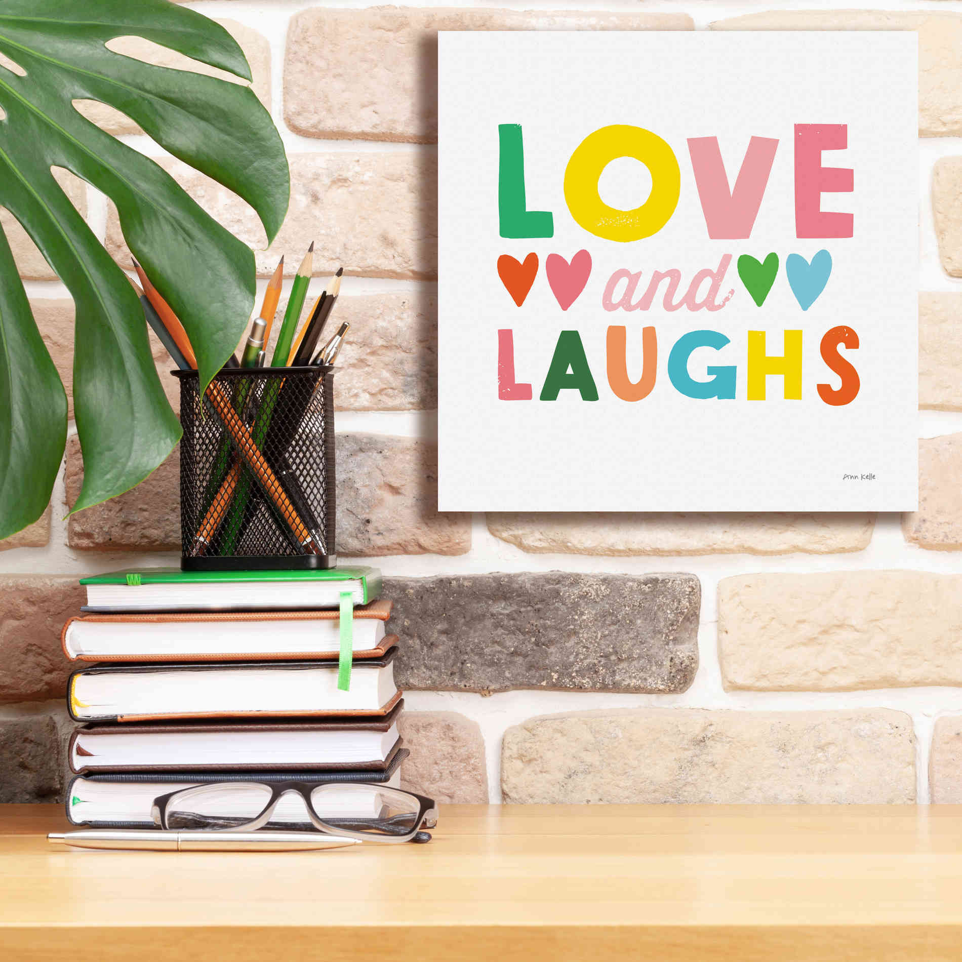 'Love and Laughs' by Ann Kelle Designs, Canvas Wall Art,12 x 12
