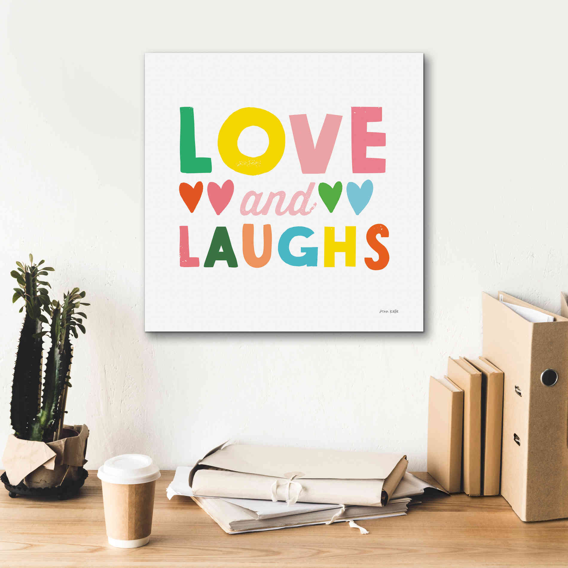 'Love and Laughs' by Ann Kelle Designs, Canvas Wall Art,18 x 18