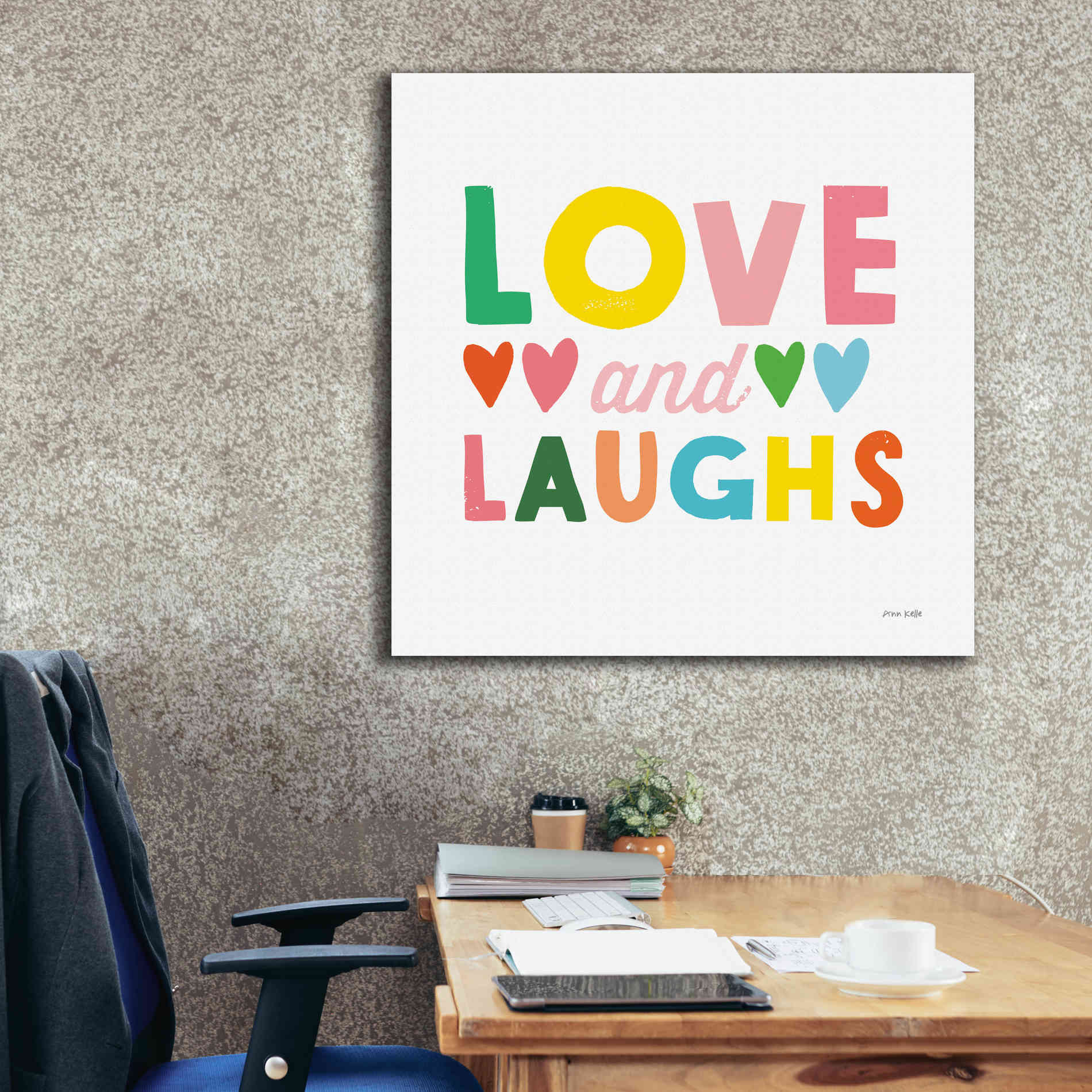 'Love and Laughs' by Ann Kelle Designs, Canvas Wall Art,37 x 37