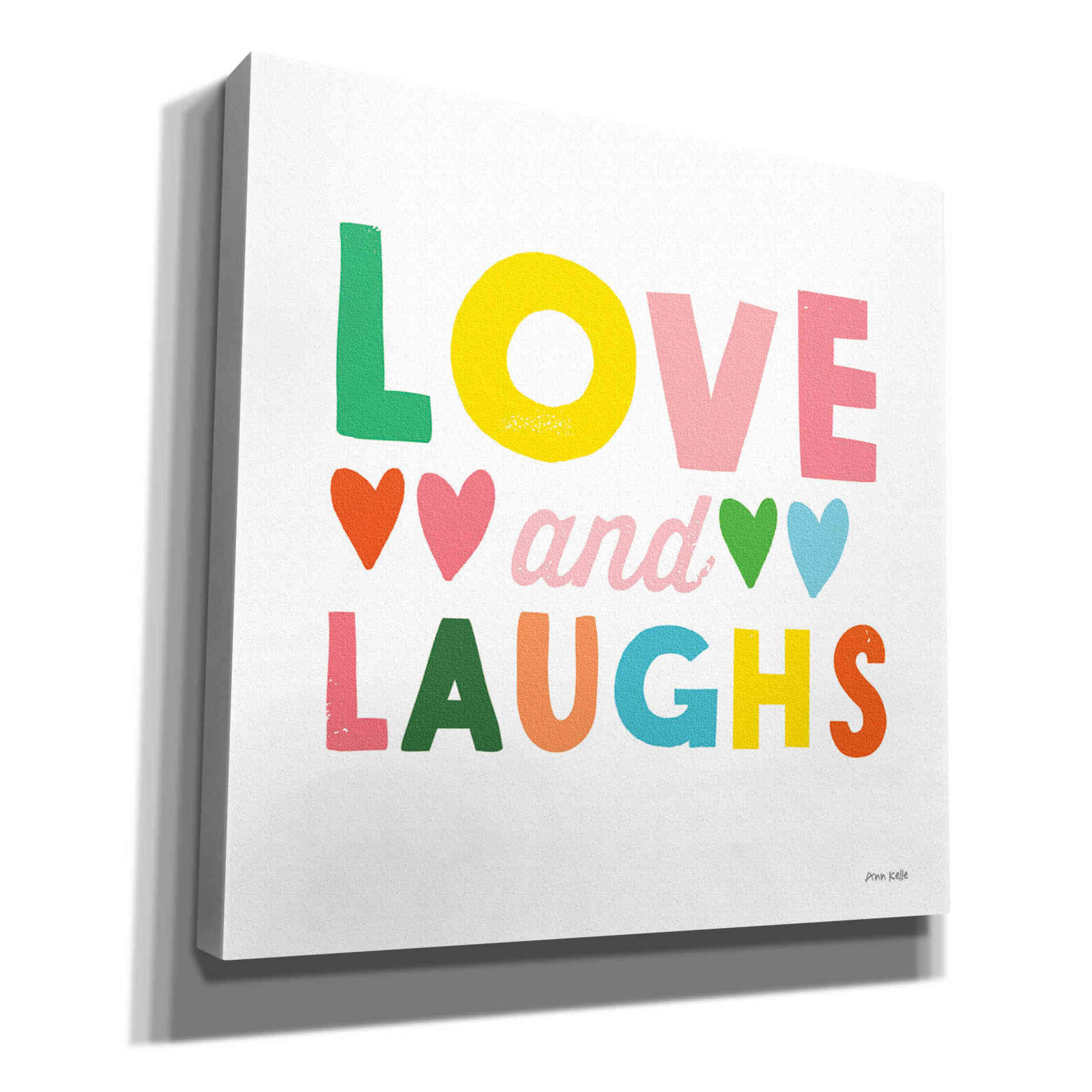 'Love and Laughs' by Ann Kelle Designs, Canvas Wall Art,12x12x1.1x0,18x18x1.1x0,26x26x1.74x0,37x37x1.74x0