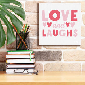 'Love and Laughs Pink' by Ann Kelle Designs, Canvas Wall Art,12 x 12