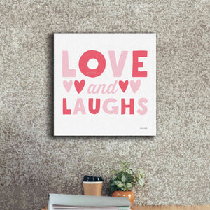 'Love and Laughs Pink' by Ann Kelle Designs, Canvas Wall Art,18 x 18