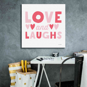 'Love and Laughs Pink' by Ann Kelle Designs, Canvas Wall Art,26 x 26