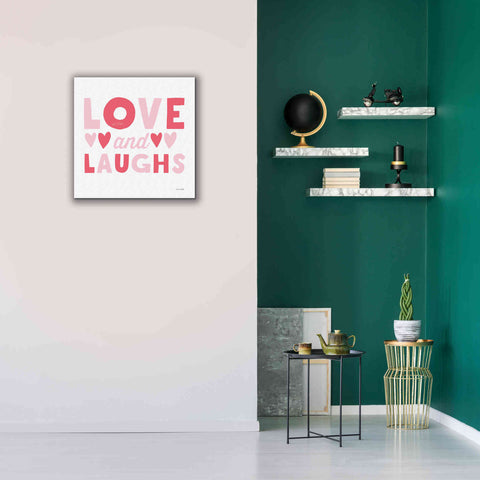Image of 'Love and Laughs Pink' by Ann Kelle Designs, Canvas Wall Art,26 x 26