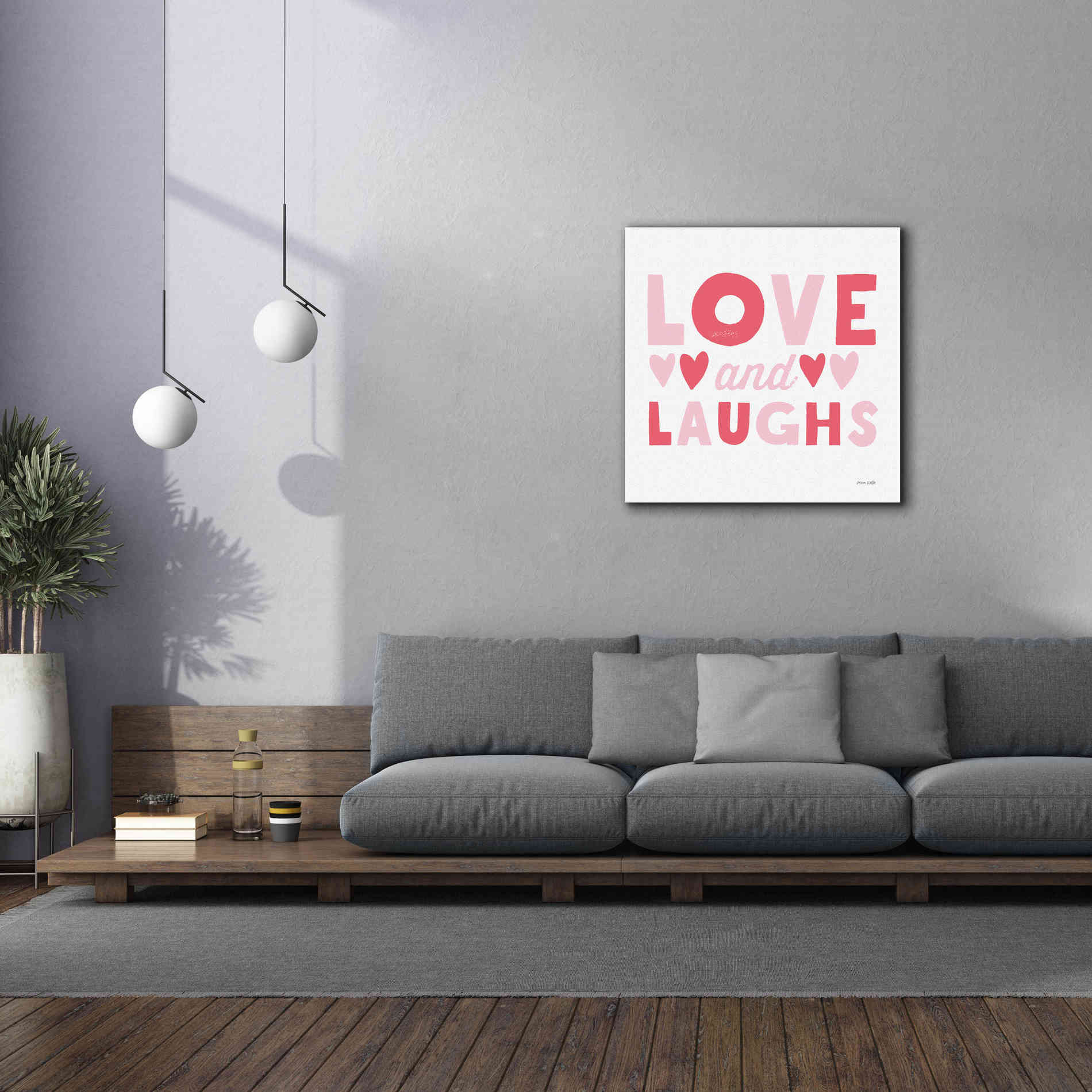 'Love and Laughs Pink' by Ann Kelle Designs, Canvas Wall Art,37 x 37