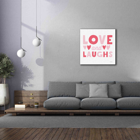 Image of 'Love and Laughs Pink' by Ann Kelle Designs, Canvas Wall Art,37 x 37