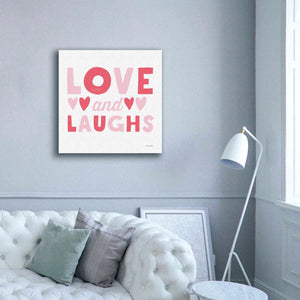'Love and Laughs Pink' by Ann Kelle Designs, Canvas Wall Art,37 x 37