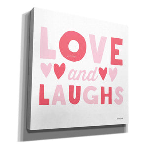 'Love and Laughs Pink' by Ann Kelle Designs, Canvas Wall Art,12x12x1.1x0,18x18x1.1x0,26x26x1.74x0,37x37x1.74x0