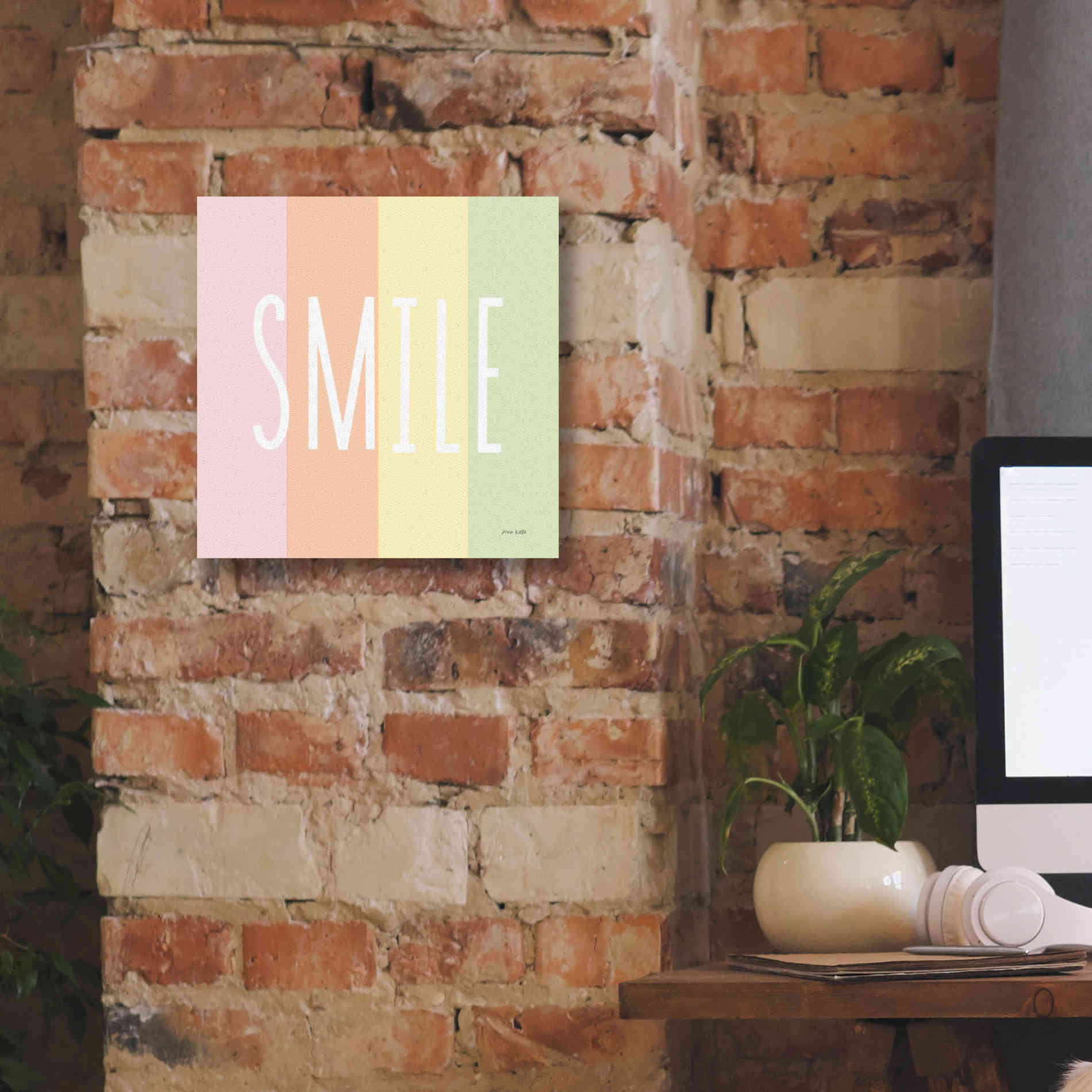 'Smile Rainbow' by Ann Kelle Designs, Canvas Wall Art,12 x 12